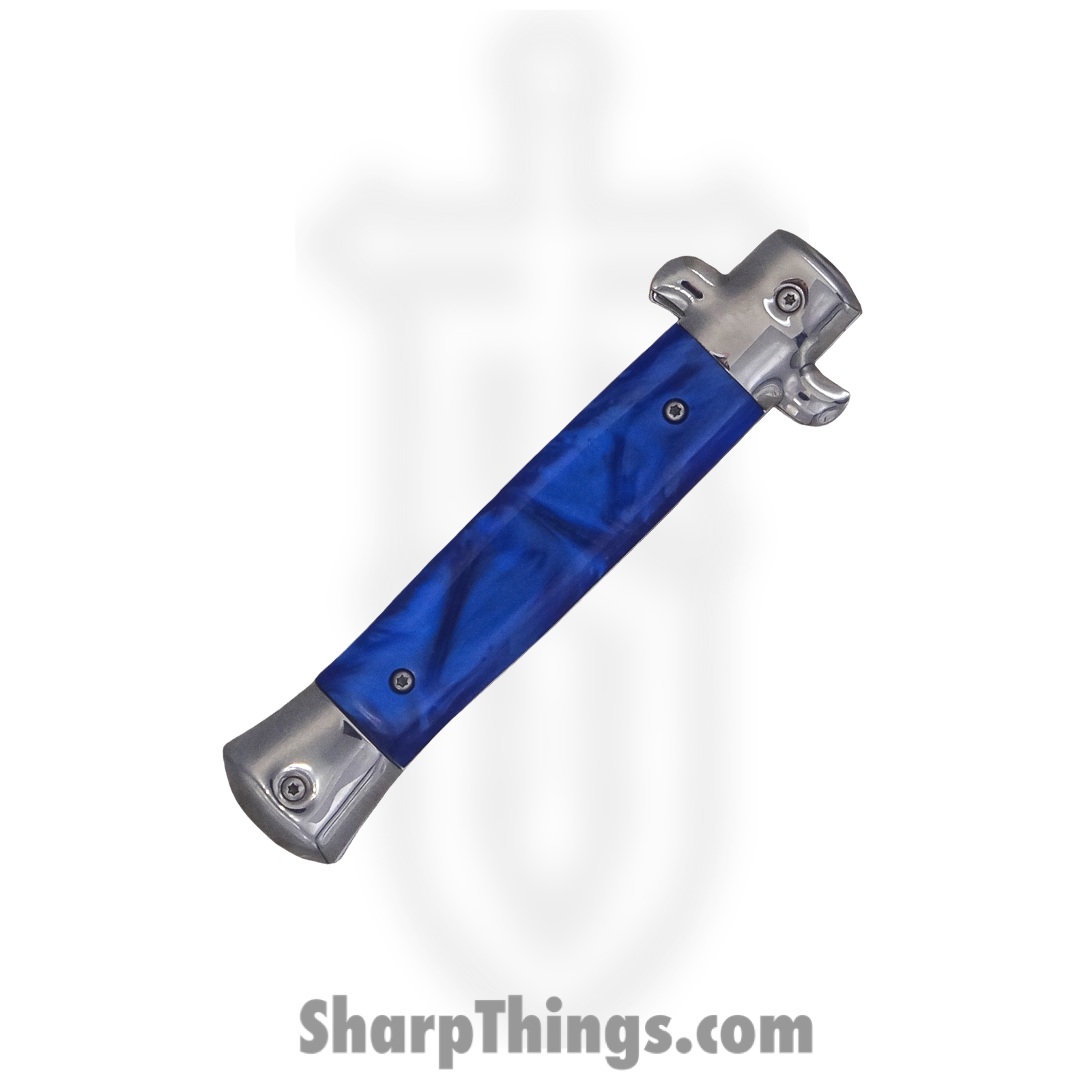 Steel River Knives - SBOTF9ITBLMP - Pezzo – 9” Italian Stiletto OTF Automatic Knife – 440 Bayonet - Blue MOP - Image 4