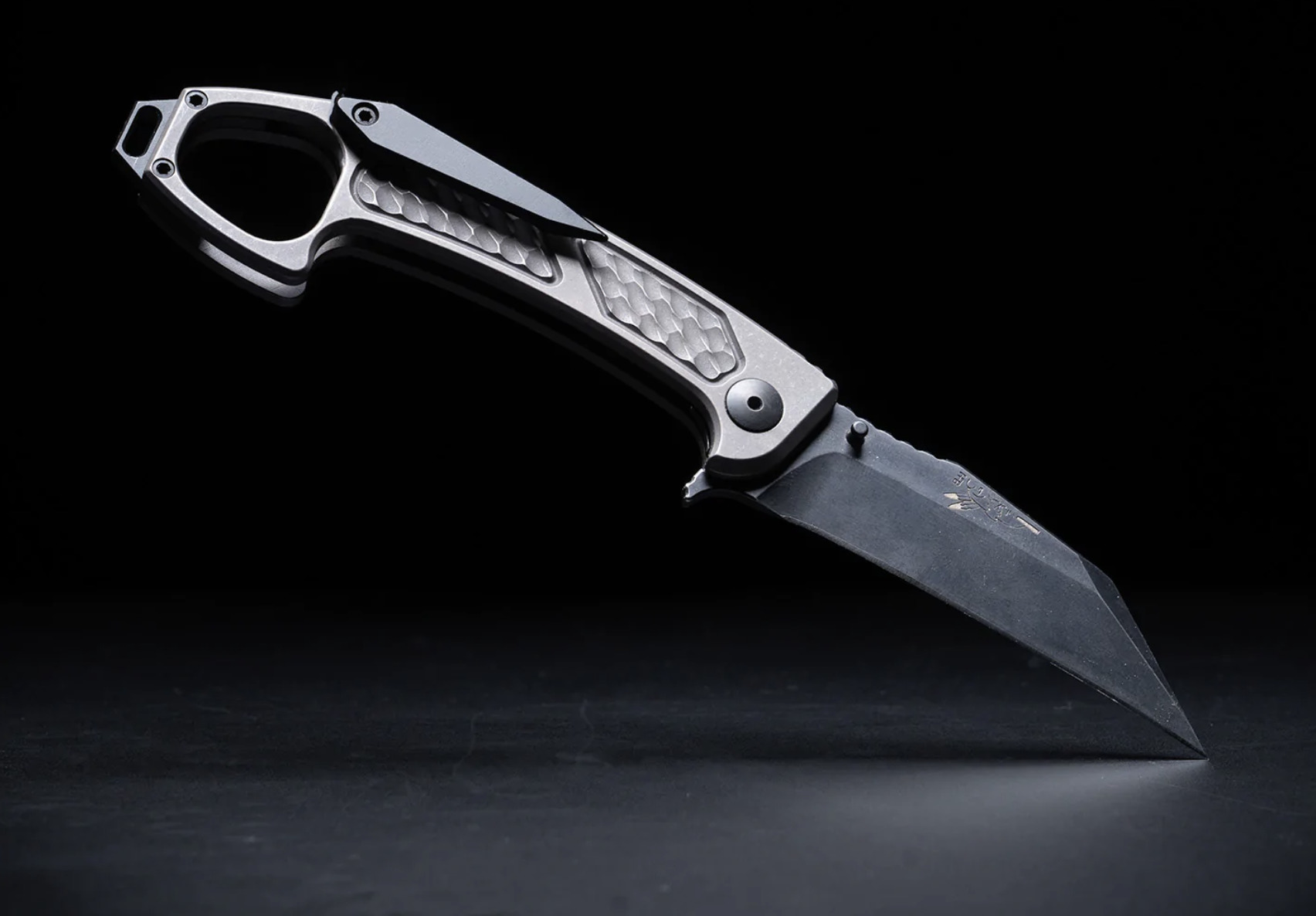 Half Face Blades - HFBSHPOS - SHPOS - Folding Knife - S45VN Coated Reverse Tanto - Titanium - Black - Image 6