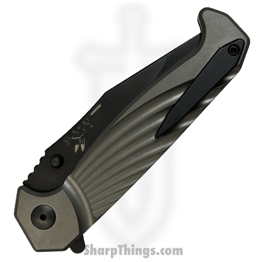 Half Face Blades - HFBCROFOL - Crow - Folding Knife - S45VN Coated Clip Point - Titanium - Gray - Image 2