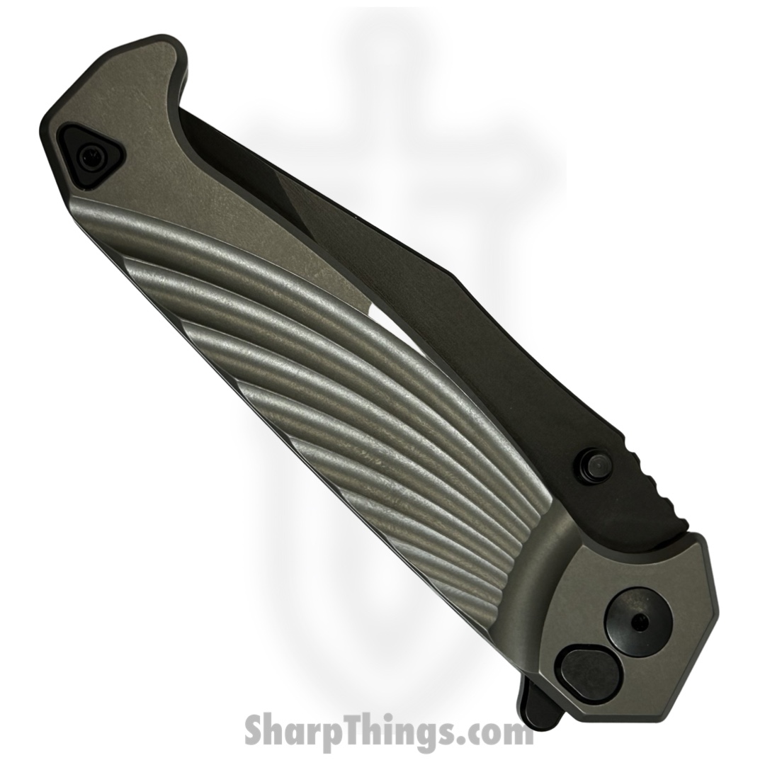 Half Face Blades - HFBCROFOL - Crow - Folding Knife - S45VN Coated Clip Point - Titanium - Gray - Image 6