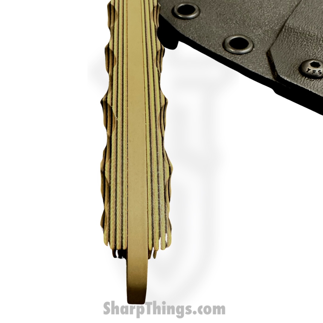 Half Face Blades - HFBDISJRFDE - Disaster Jr - Fixed Blade Knife - CPMV3 Coated Clip Point - G10 - Tan/Black - Image 2