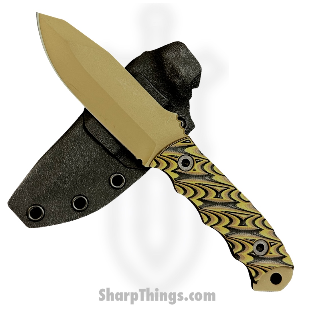 Half Face Blades - HFBDISJRFDE - Disaster Jr - Fixed Blade Knife - CPMV3 Coated Clip Point - G10 - Tan/Black