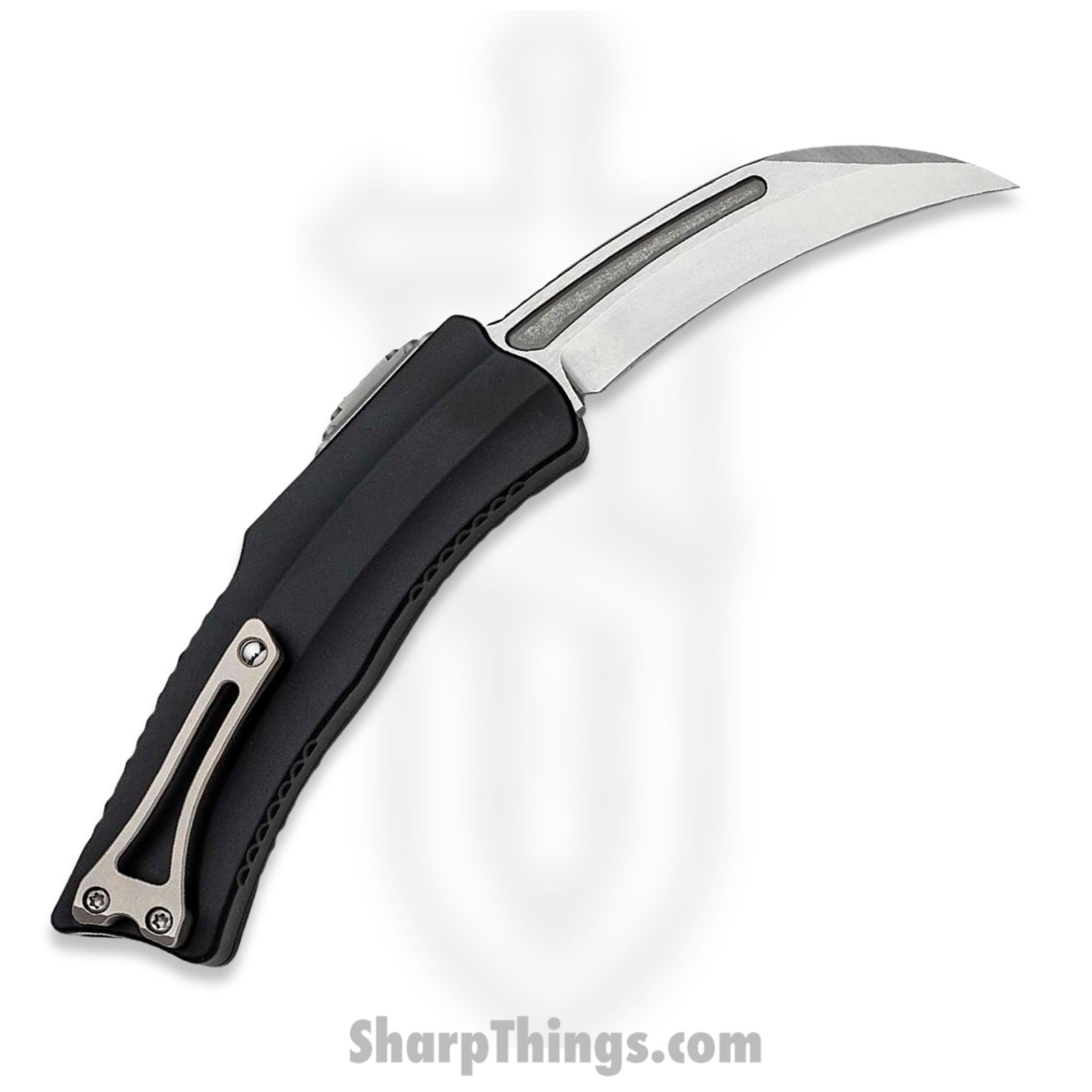 Heretic Knives - H060-2A - Roc - OTF Auto - Magnacut Stonewash Hawkbill - 6061-T6 Aluminum - Black - Image 3