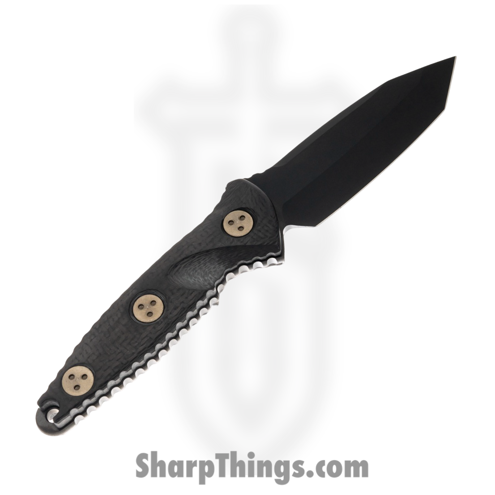 Microtech - 114M-1DLCCFS - Mini Socom Alpha Signature Series - Fixed Blade Knife - Elmax, M390, 204P Coated Tanto - Carbon Fiber - Black - Image 2