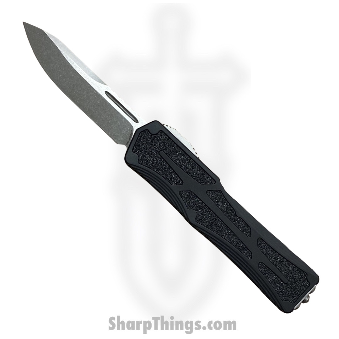 Heretic Knives - H039-2A - Colossus - OTF Auto - Magnacut Stonewash Clip Point - Aluminum/Traction Inlay - Black