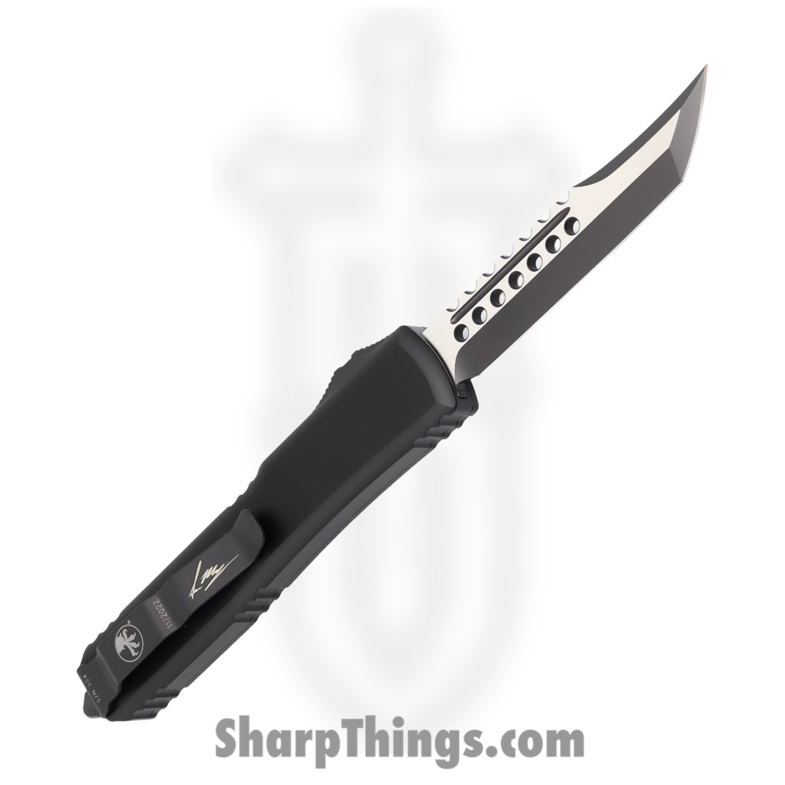 Microtech - 119-1TS - Ultratech Signature Series - OTF Auto - M390 Two Tone Hellhound - 6061-T6 Aluminum - Black - Image 2
