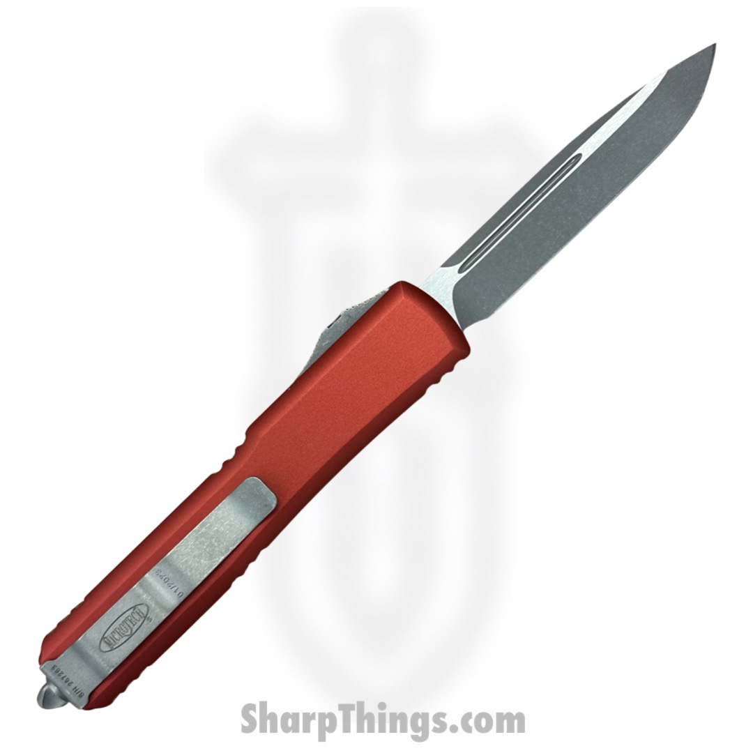 Microtech - 121-10APRD - Ultratech - OTF Auto - Elmax, M390, 204P Apocalyptic Drop Point - 6061-T6 Aluminum - Red - Image 2