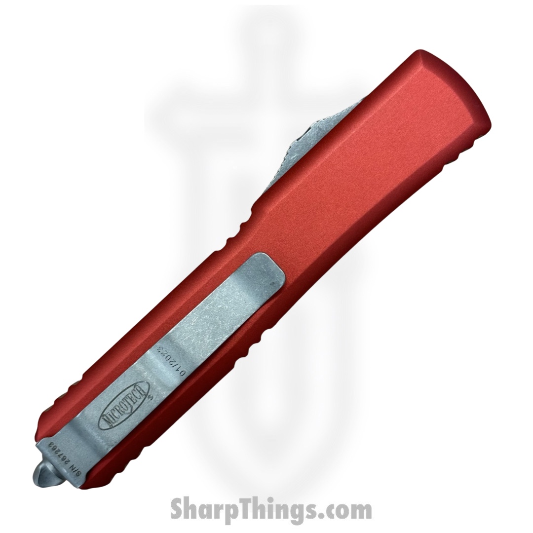Microtech - 121-10APRD - Ultratech - OTF Auto - Elmax, M390, 204P Apocalyptic Drop Point - 6061-T6 Aluminum - Red - Image 3
