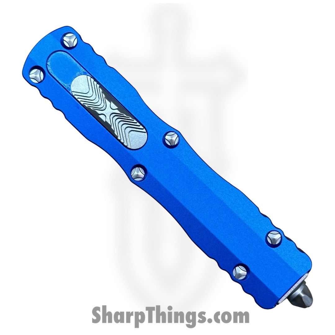 Microtech - 225-10BL - Dirac - OTF Auto - Elmax, M390, 204P Stonewash Dagger - 6061-T6 Aluminum - Blue - Image 3