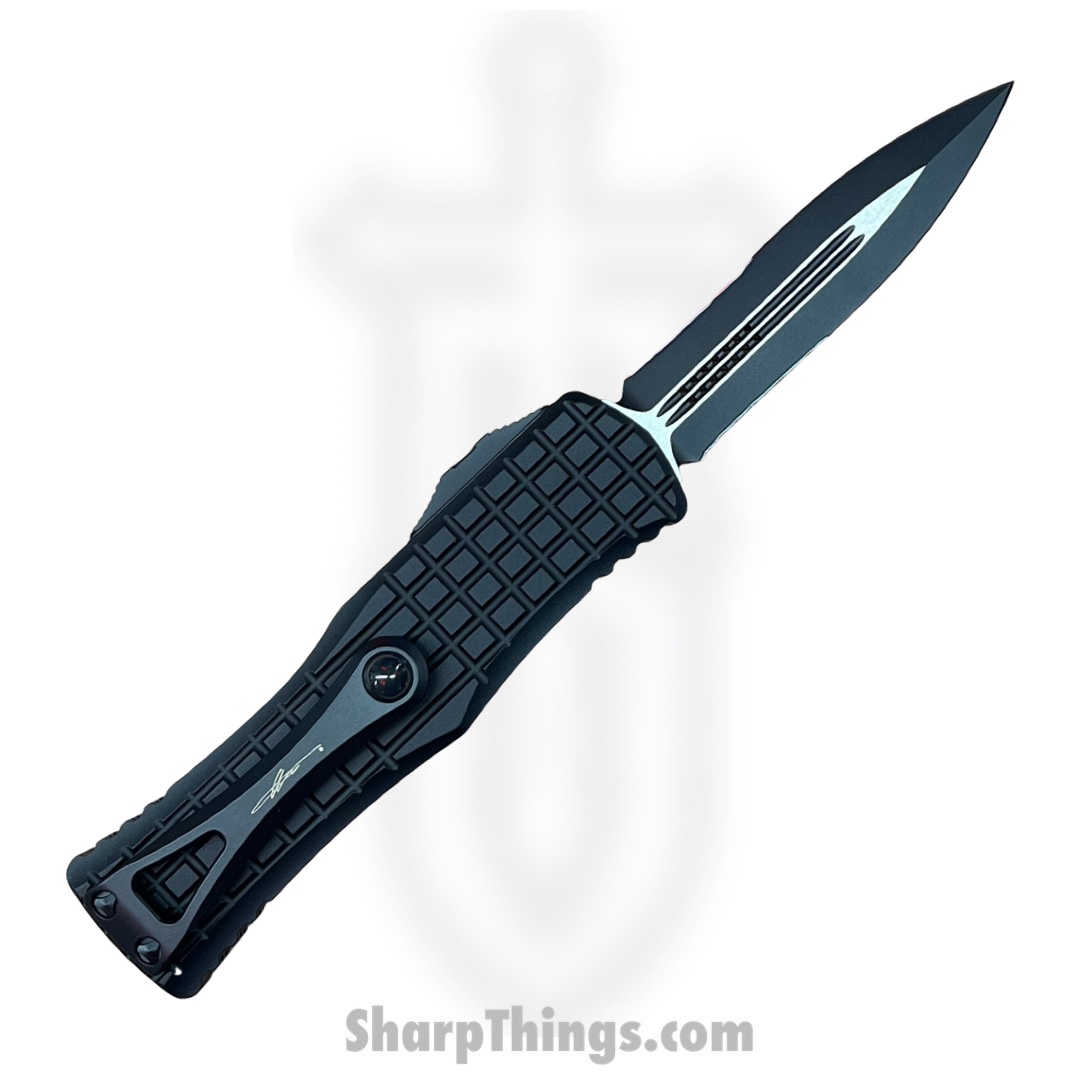 Microtech - 702-2TFRS - Hera Tactical - OTF Auto - M390 Two Tone Dagger - 6061-T6 Aluminum/Frag - Black - Image 2