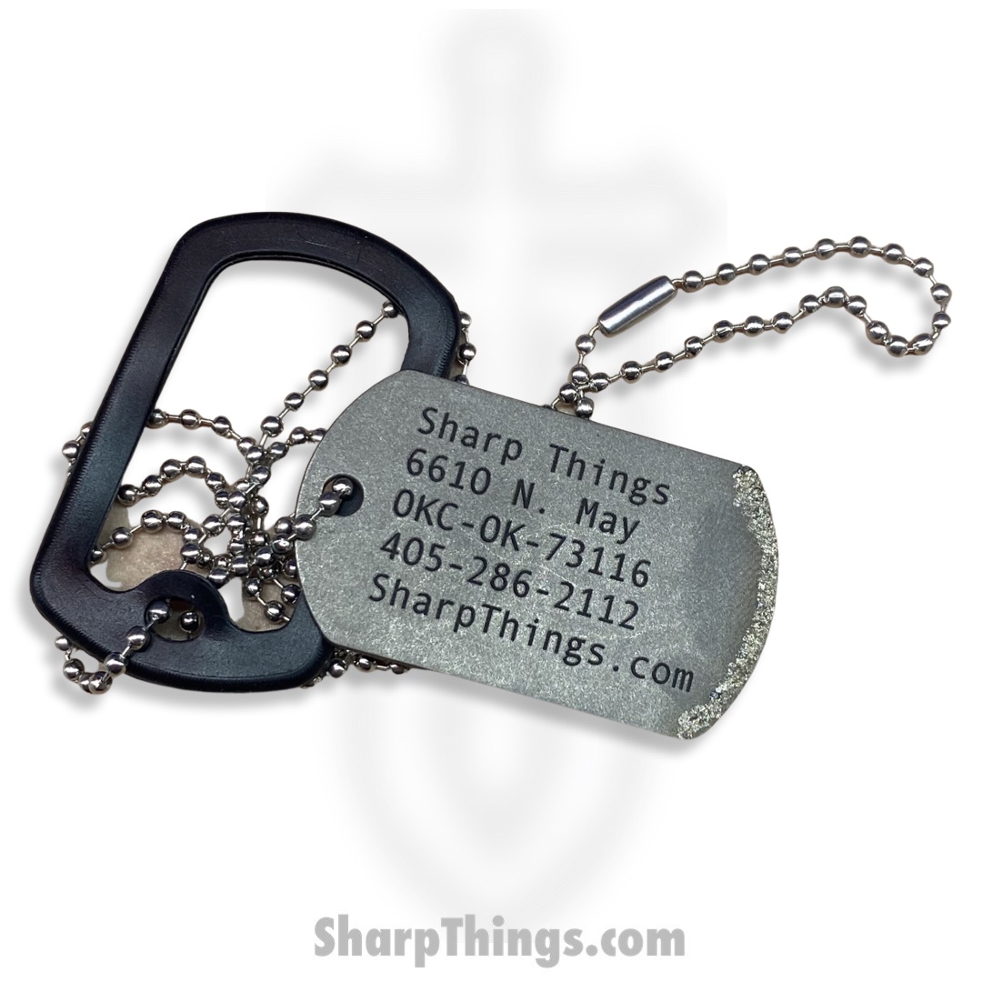 Attention 2 Detail Mercantile - A2DSharpTag - Sharp Things Dog Tag - Fixed Blade Knife - Titanium - Chain - Natural - Image 2