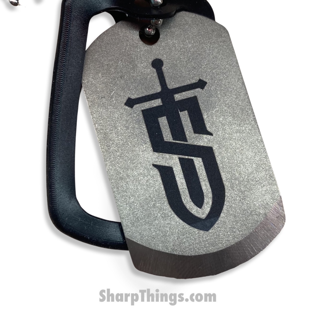 Attention 2 Detail Mercantile - A2DSharpTag - Sharp Things Dog Tag - Fixed Blade Knife - Titanium - Chain - Natural