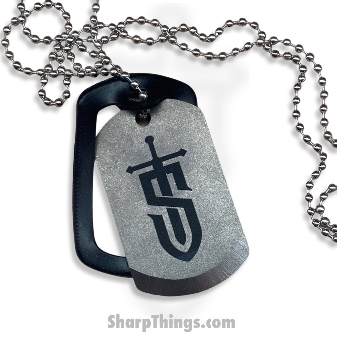 Attention 2 Detail Mercantile - A2DSharpTag - Sharp Things Dog Tag - Fixed Blade Knife - Titanium - Chain - Natural - Image 6