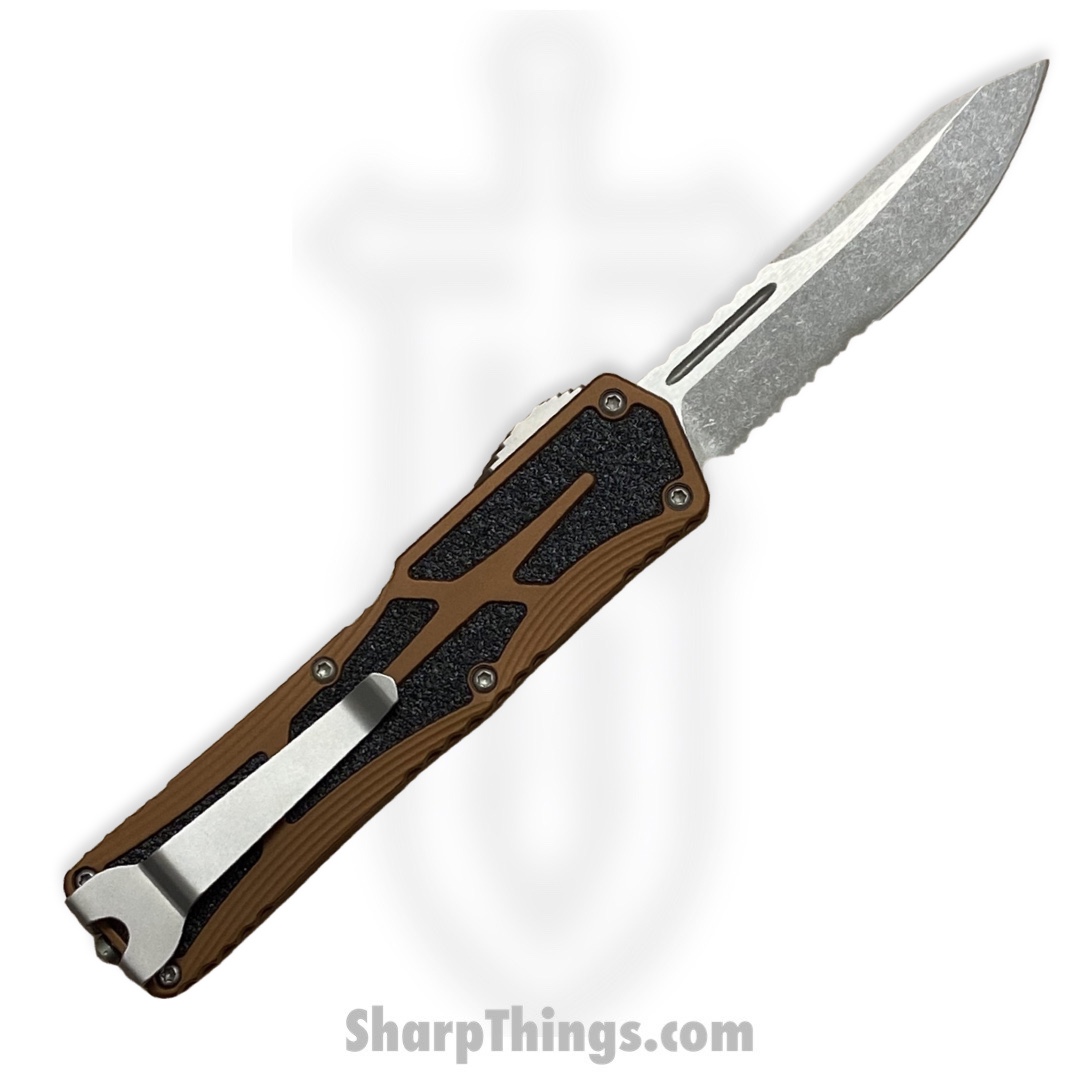 Heretic Knives - H039-2B-RB - Colossus - OTF Auto - Magnacut Stonewash Clip Point - Aluminum/Traction Inlay - Root Beer/Black - Image 2