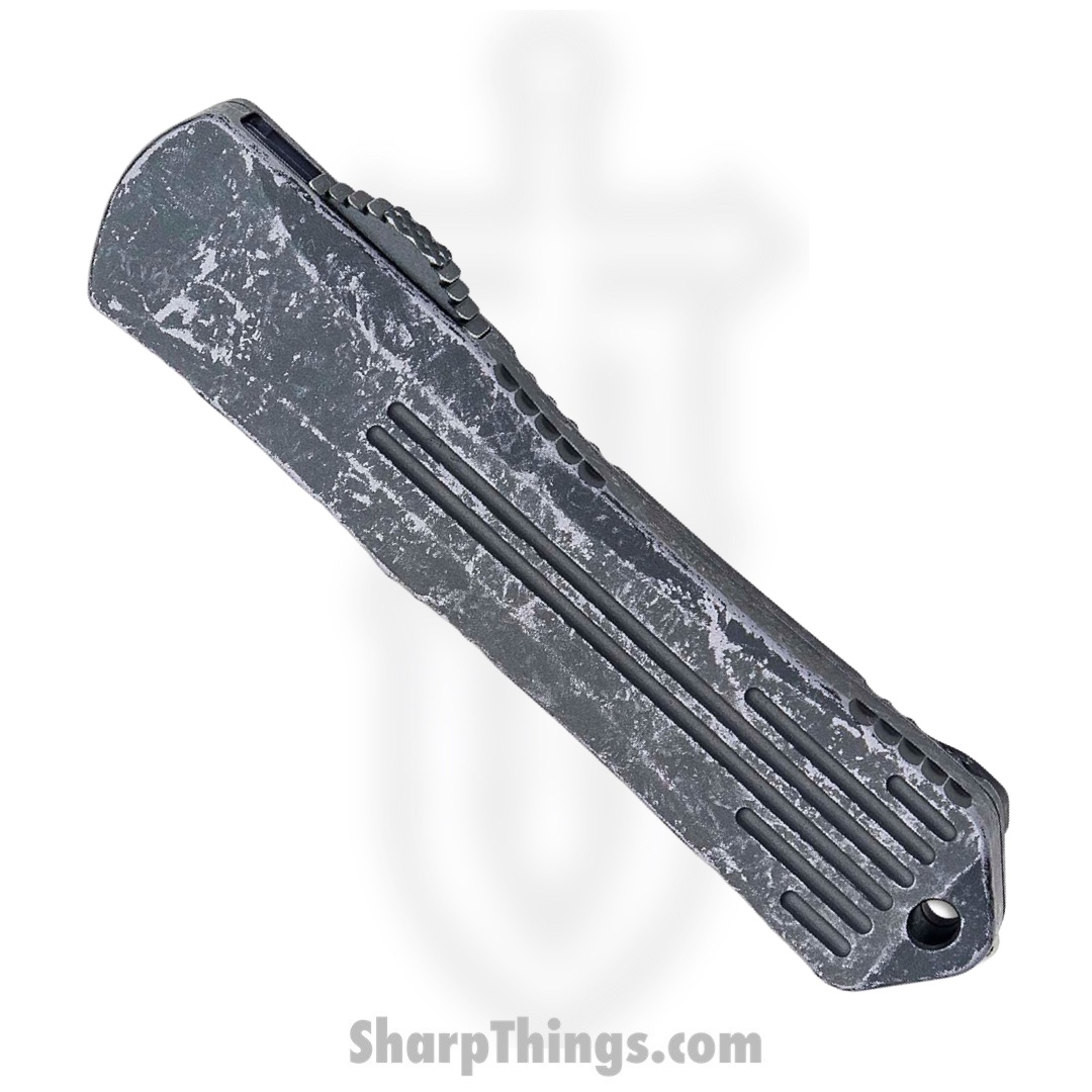 Heretic Knives - H033-14A-BRKGRY - Manticore X - OTF Auto - Magnacut Two Tone Battleworn Recurve - 6061-T6 Aluminum - Breakthrough Gray - Image 4