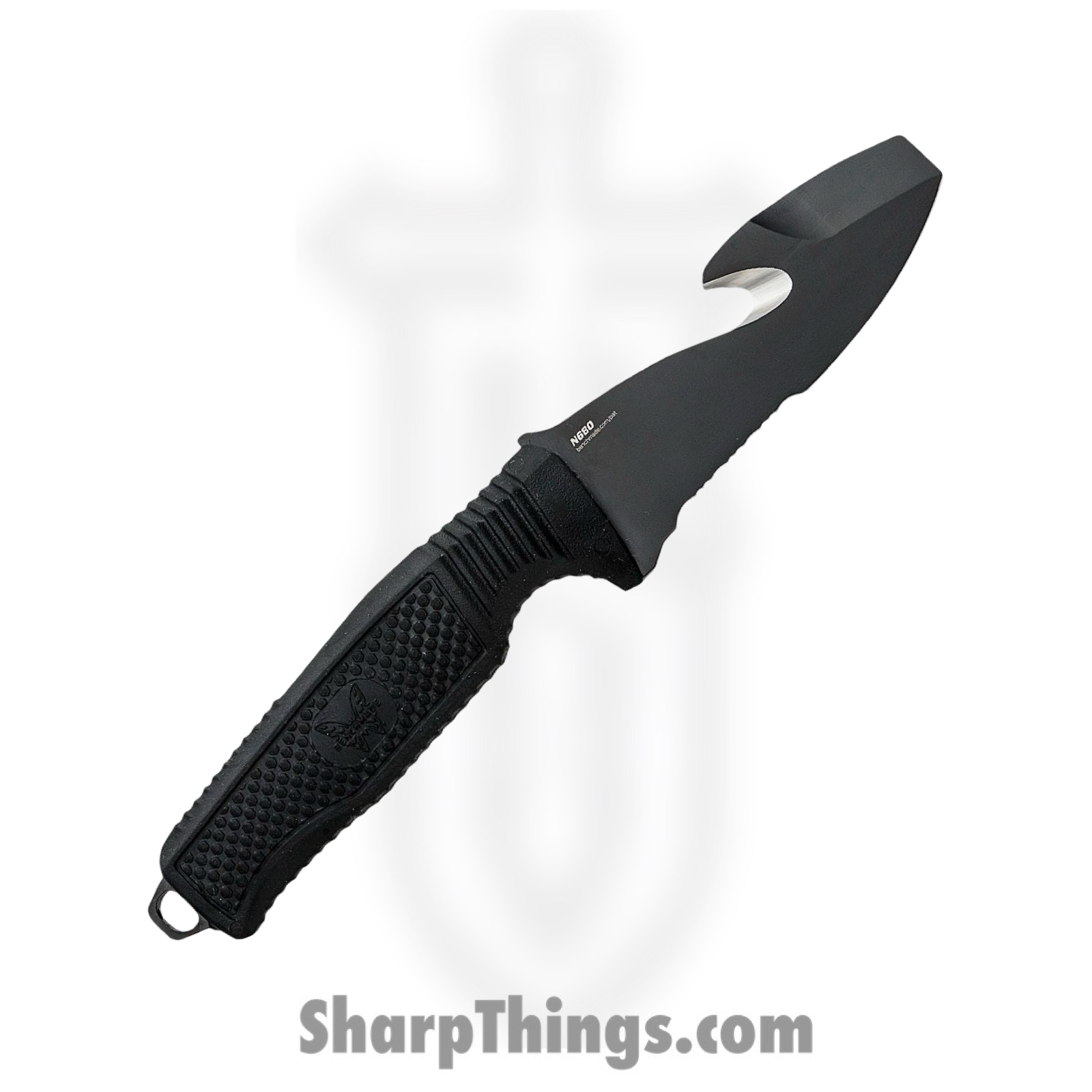 Benchmade - 112SBK-BLK - H2O - Fixed Blade Knife - N680 Coated Serrated Opposing Bevel - Rubberized Overmold - Black - Image 2