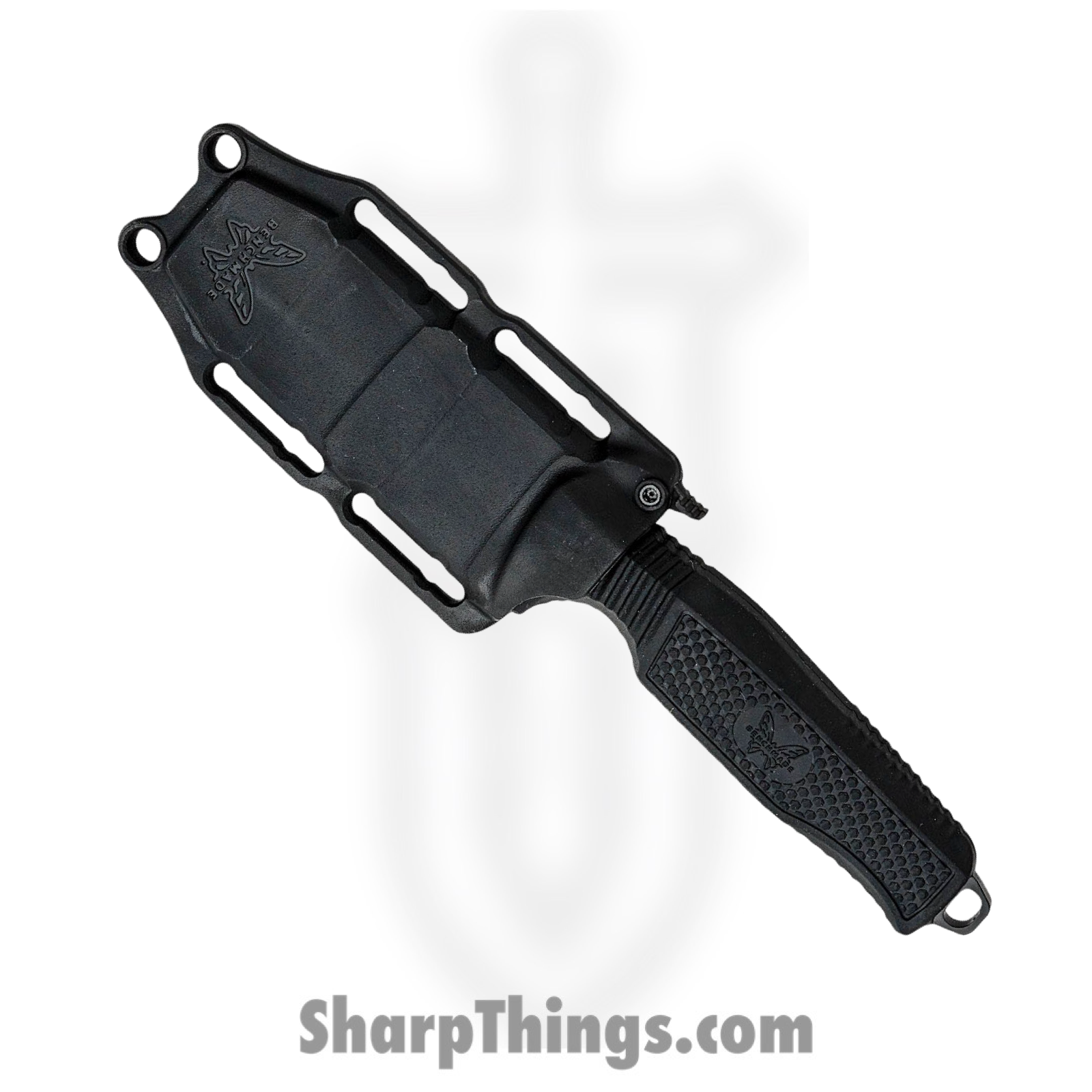 Benchmade - 112SBK-BLK - H2O - Fixed Blade Knife - N680 Coated Serrated Opposing Bevel - Rubberized Overmold - Black - Image 3