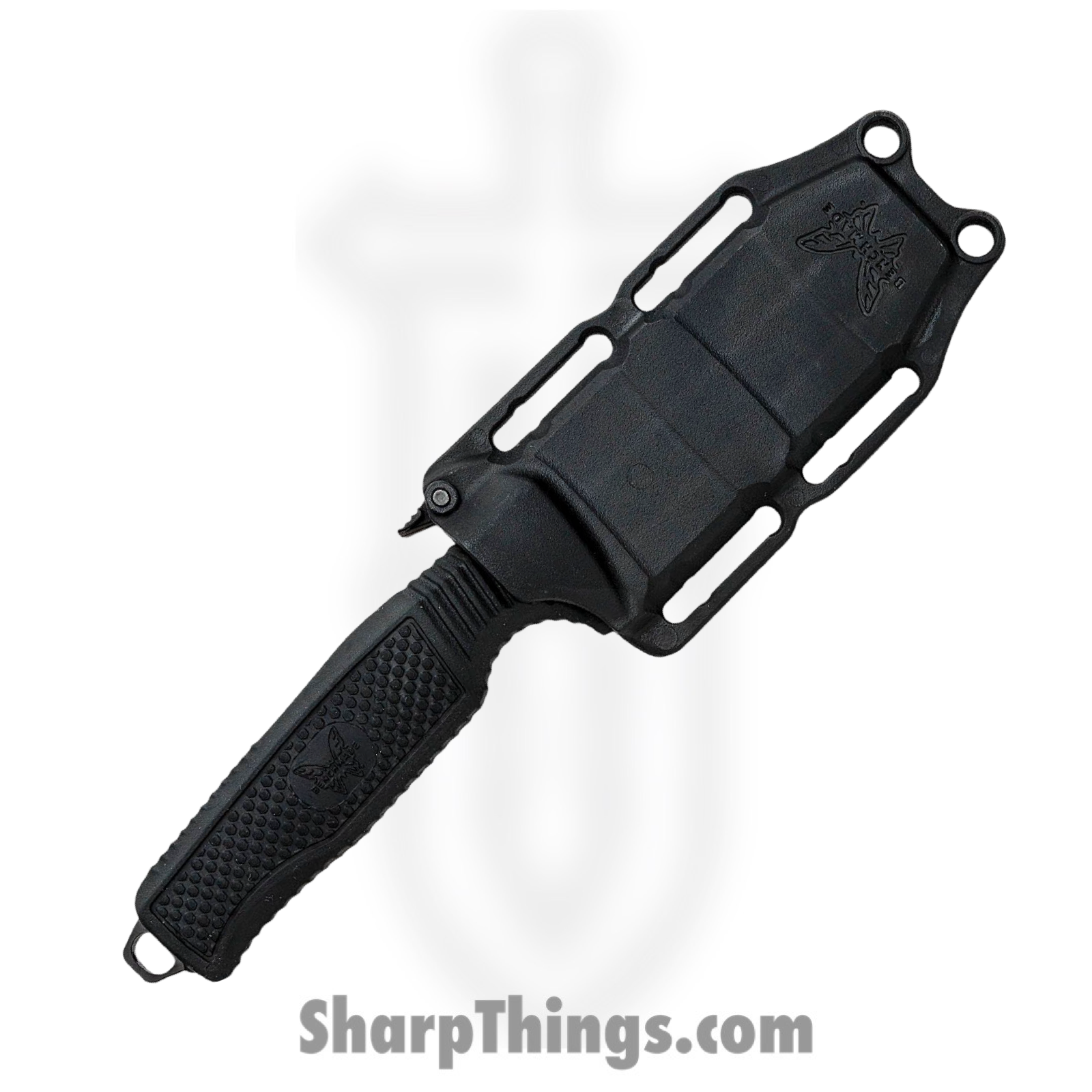 Benchmade - 112SBK-BLK - H2O - Fixed Blade Knife - N680 Coated Serrated Opposing Bevel - Rubberized Overmold - Black - Image 4