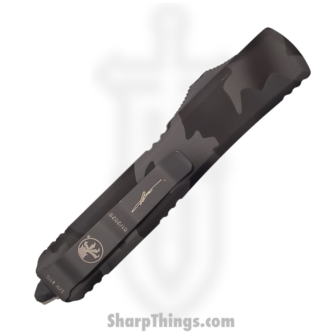 Microtech - 122-1UCS - Ultratech - OTF Auto - Elmax, M390, 204P Coated Dagger - 6061-T6 Aluminum - Urban Camo - Image 4