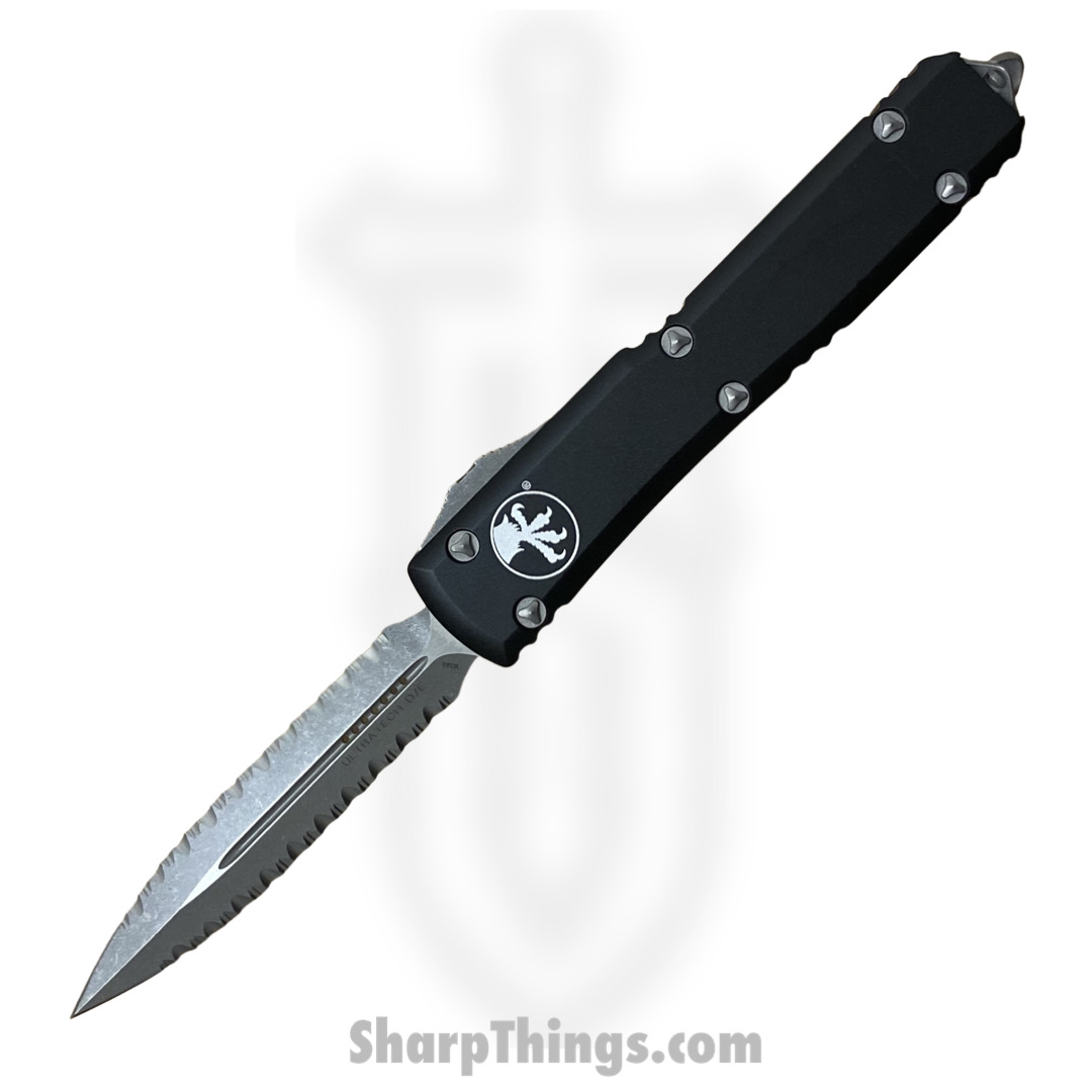 Microtech - 122-D12AP - Ultratech - OTF Auto - Elmax, M390, 204P Apocalyptic Dagger - 6061-T6 Aluminum - Black