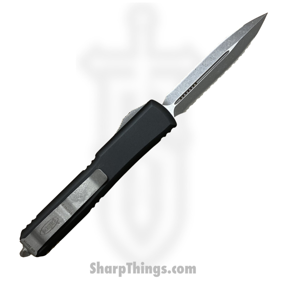 Microtech - 122-D12AP - Ultratech - OTF Auto - Elmax, M390, 204P Apocalyptic Dagger - 6061-T6 Aluminum - Black - Image 2