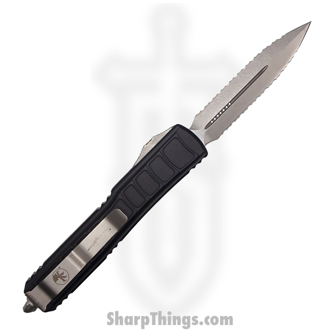 Microtech - 122II-D12S - Ultratech II - OTF Auto - Elmax, M390, 204P Stonewash Dagger - 6061-T6 Aluminum - Black - Image 2