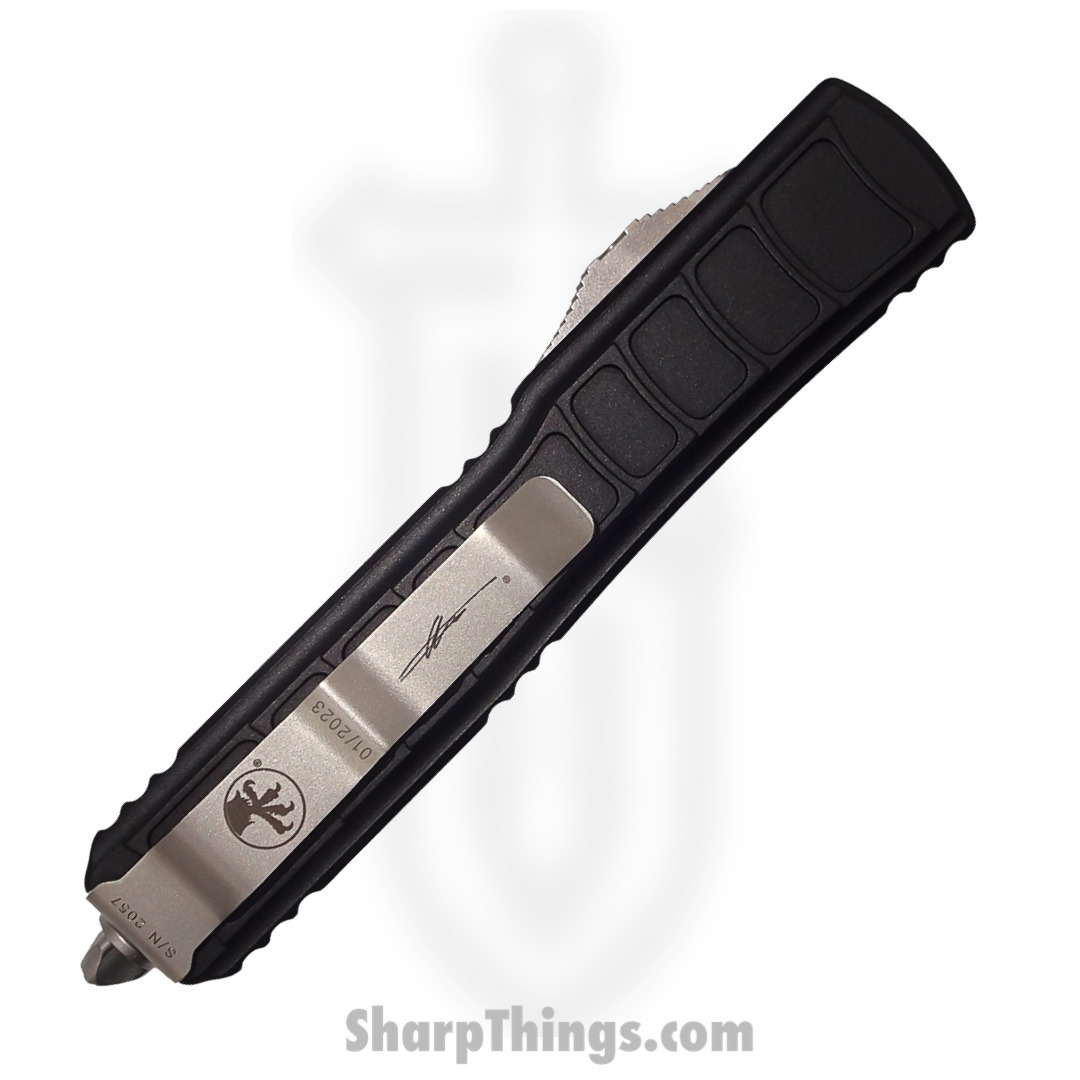 Microtech - 122II-D12S - Ultratech II - OTF Auto - Elmax, M390, 204P Stonewash Dagger - 6061-T6 Aluminum - Black - Image 4