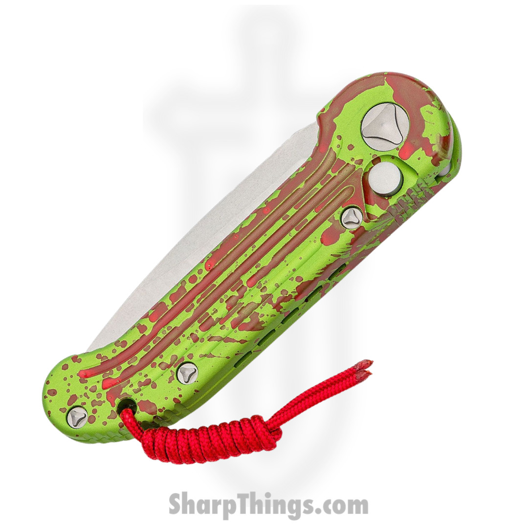 Microtech - 135-10Z - L.U.D.T. Zombie - Automatic Knife - CTS-204P Stonewash Drop Point - 6061-T6 Aluminum - Green/Red - Image 2
