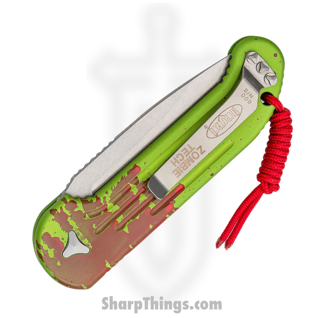 Microtech - 135-10Z - L.U.D.T. Zombie - Automatic Knife - CTS-204P Stonewash Drop Point - 6061-T6 Aluminum - Green/Red - Image 3