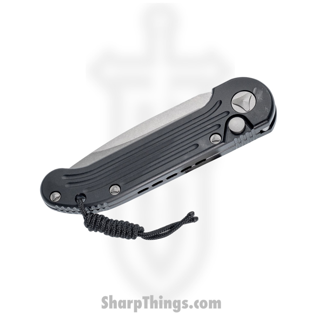 Microtech - 135-11 - L.U.D.T. - Automatic Knife - Elmax, M390, 204P Stonewash Drop Point - 6061-T6 Aluminum - Black - Image 2