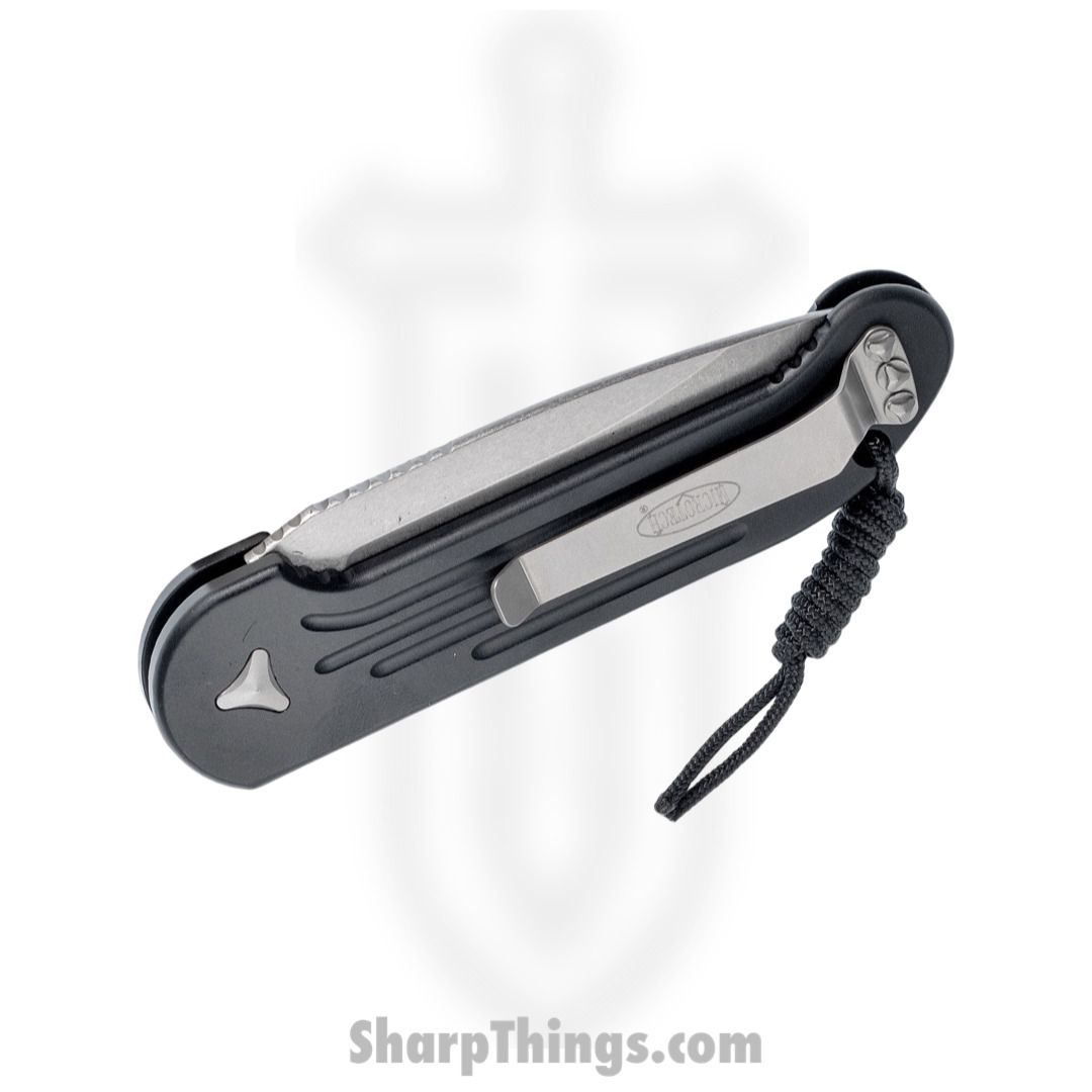 Microtech - 135-11 - L.U.D.T. - Automatic Knife - Elmax, M390, 204P Stonewash Drop Point - 6061-T6 Aluminum - Black - Image 3