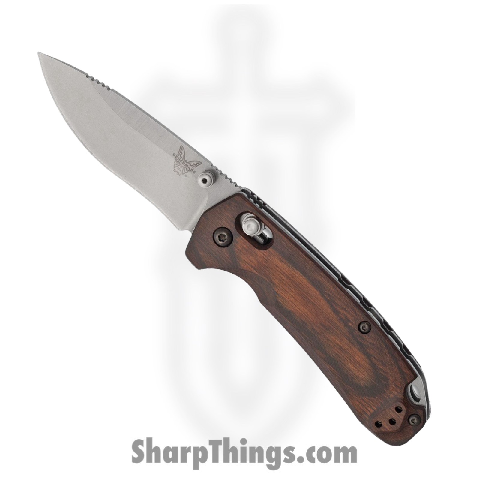 Benchmade - 15031-2 - North Fork - Folding Knife - CPM S30V Stonewash Drop Point - Wood - Brown