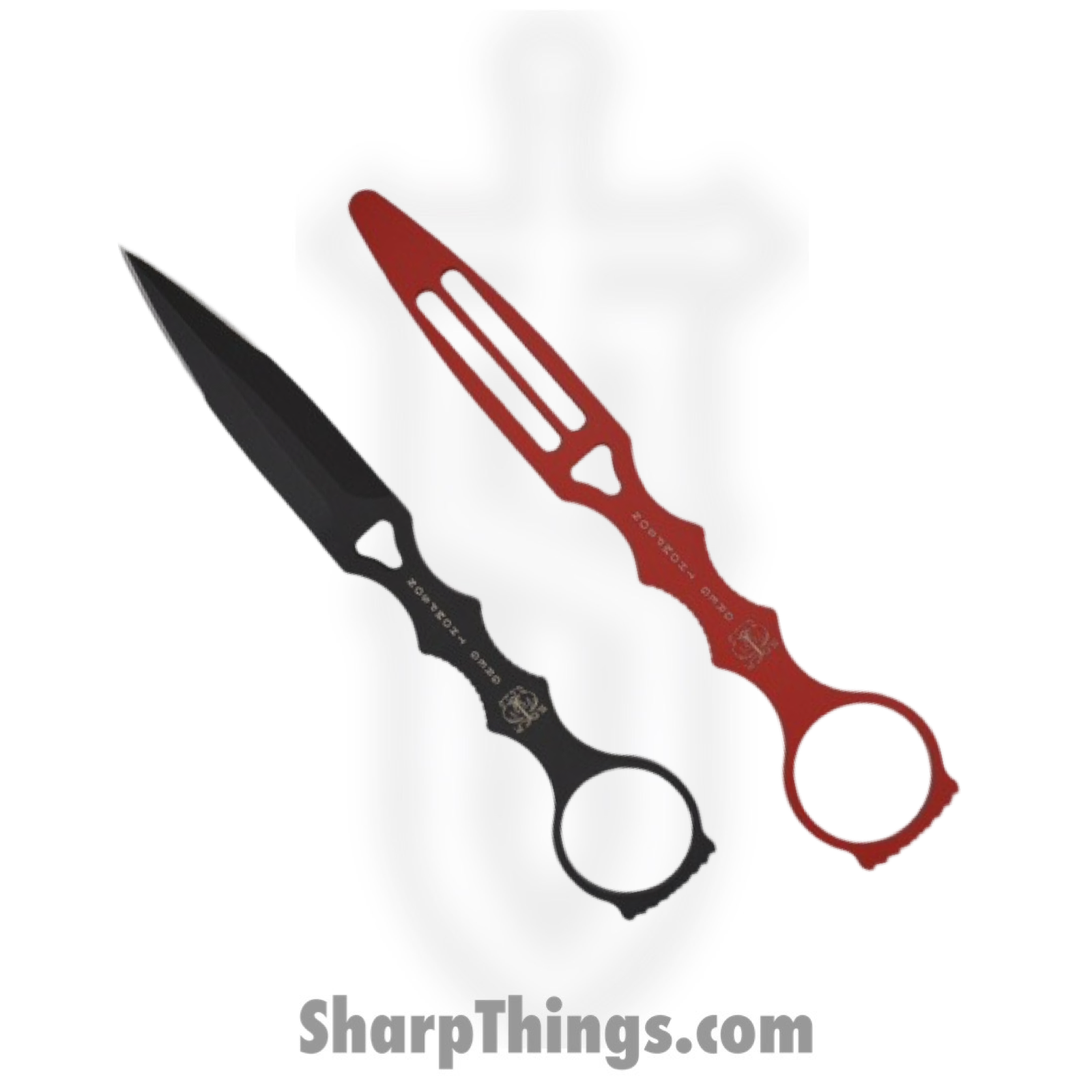 Benchmade - 176BKSN-COMBO - SOCP Dagger and Trainer Combo - Fixed Blade Knife - 440C SS Coated Dagger - Skeletonized - Black Red