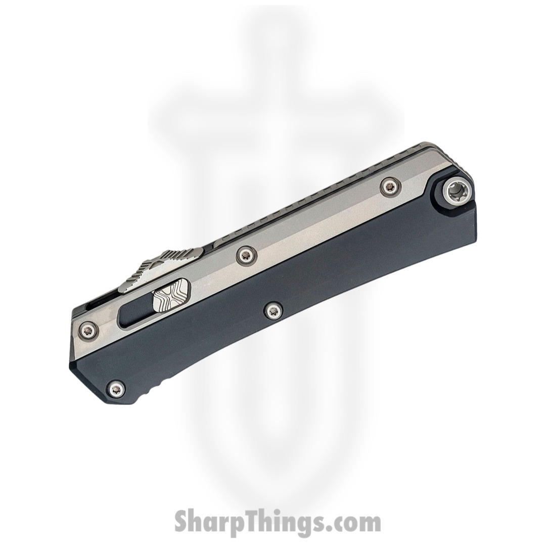 Microtech - 184-10 - Glykon - OTF Auto - Elmax, M390, 204P Stonewash Dagger - 6061-T6 Aluminum/Titanium Overlays - Black/Gray - Image 3