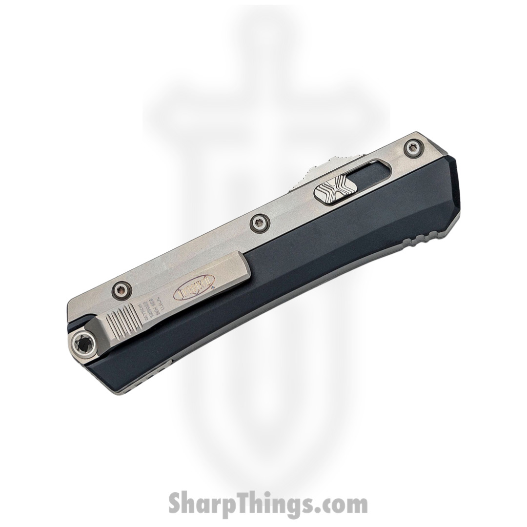 Microtech - 184-10 - Glykon - OTF Auto - Elmax, M390, 204P Stonewash Dagger - 6061-T6 Aluminum/Titanium Overlays - Black/Gray - Image 4