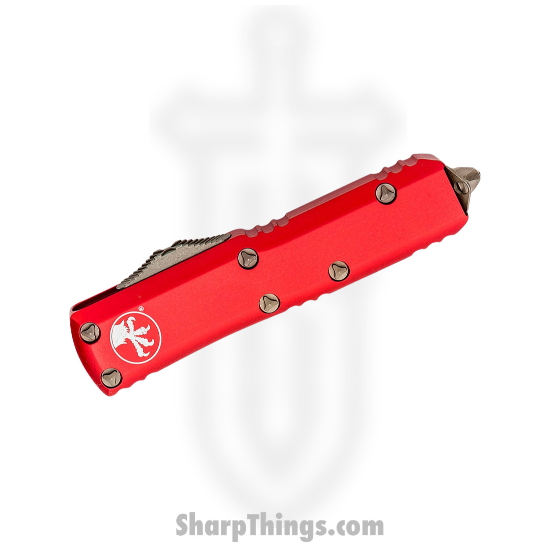 Microtech - 232-13APRD - UTX-85 - OTF Auto - Elmax, M390, 204P Bronze Apocalyptic Dagger - 6061-T6 Aluminum - Red - Image 3