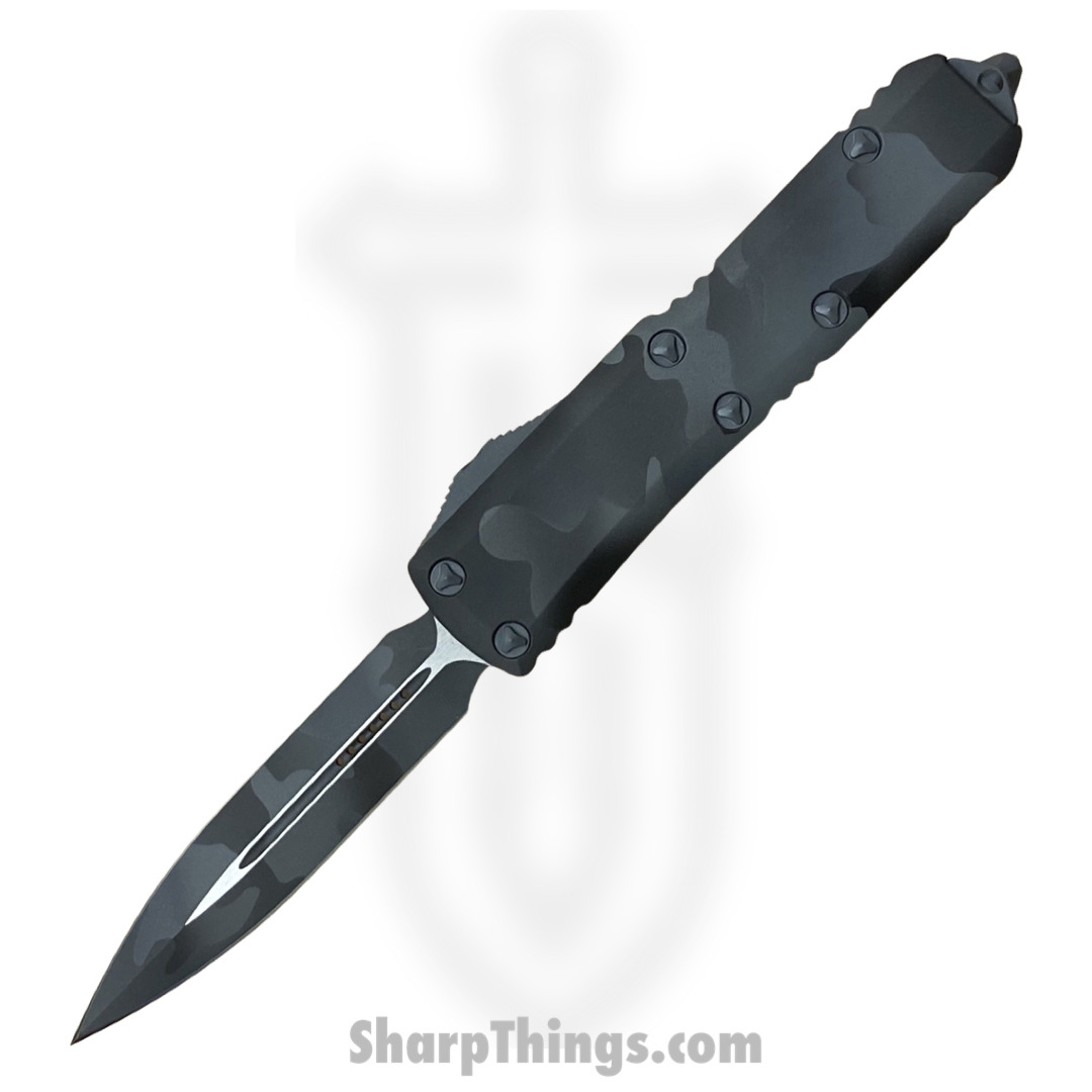 Microtech - 232-1UCS - UTX-85 - OTF Auto - Elmax, M390, 204P Coated Dagger - 6061-T6 Aluminum - Urban Camo
