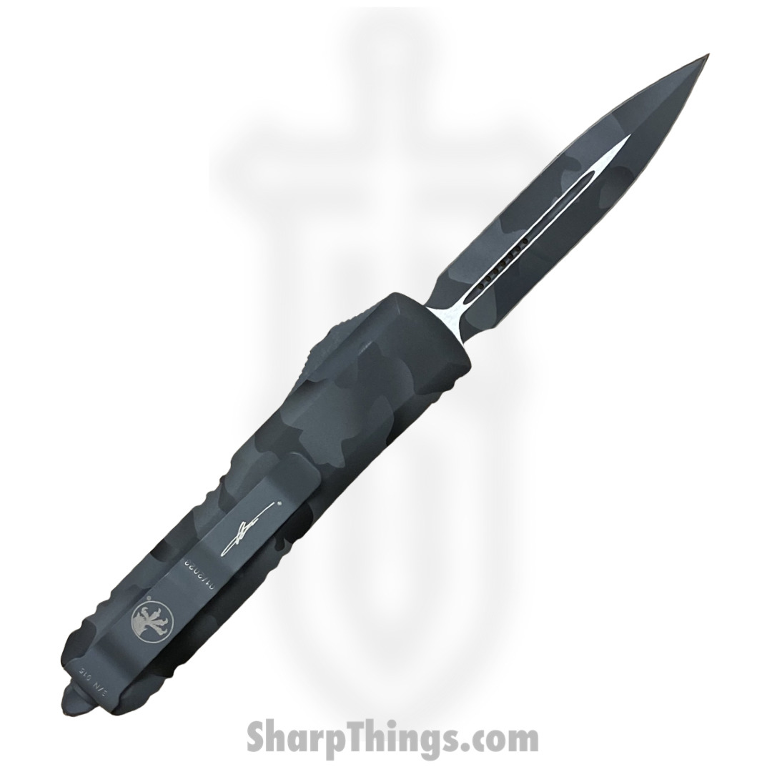 Microtech - 232-1UCS - UTX-85 - OTF Auto - Elmax, M390, 204P Coated Dagger - 6061-T6 Aluminum - Urban Camo - Image 4