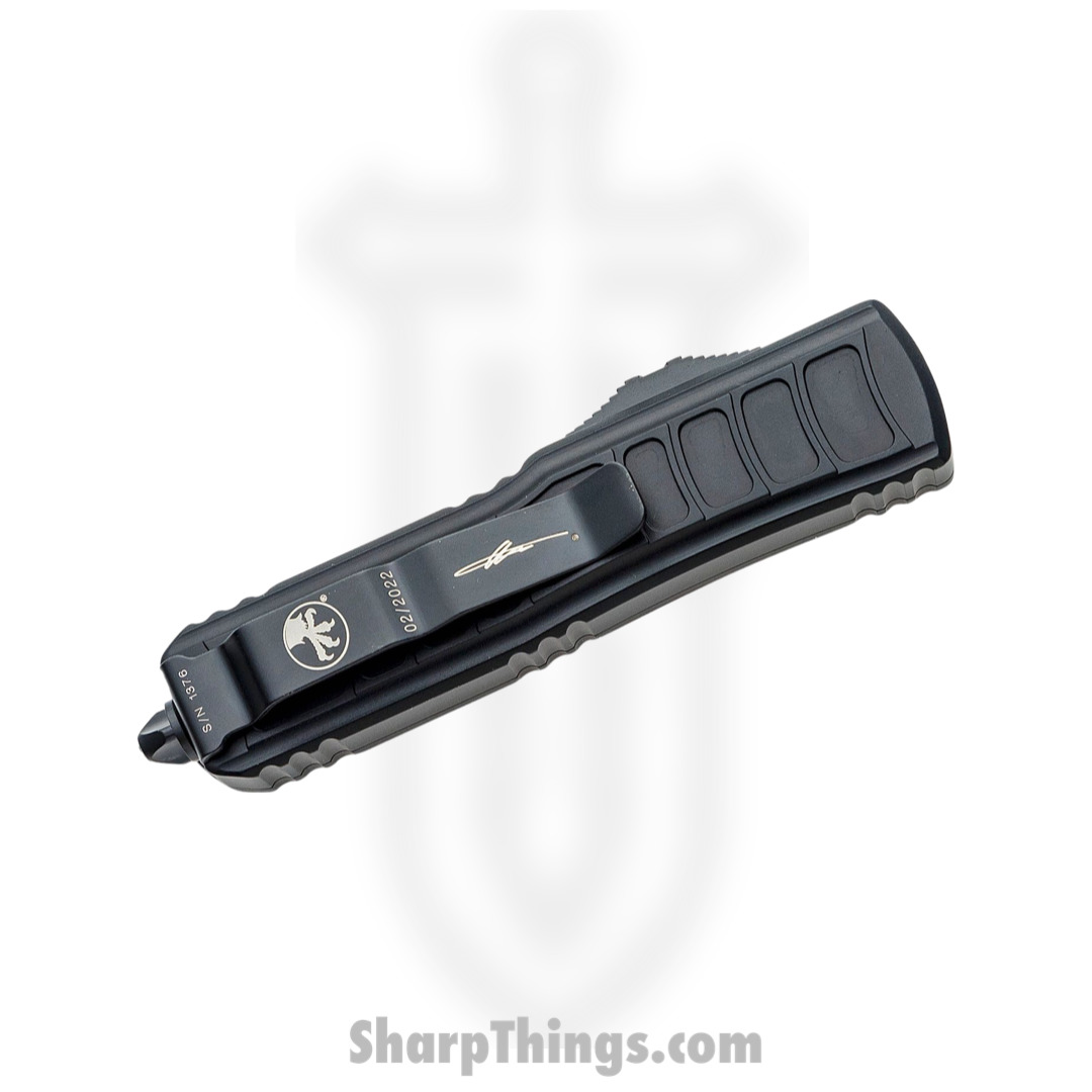 Microtech - 232II-3TS - UTX-85 II Stepside - OTF Auto - Elmax, M390, 204P Coated Dagger - 6061-T6 Aluminum - Black - Image 3