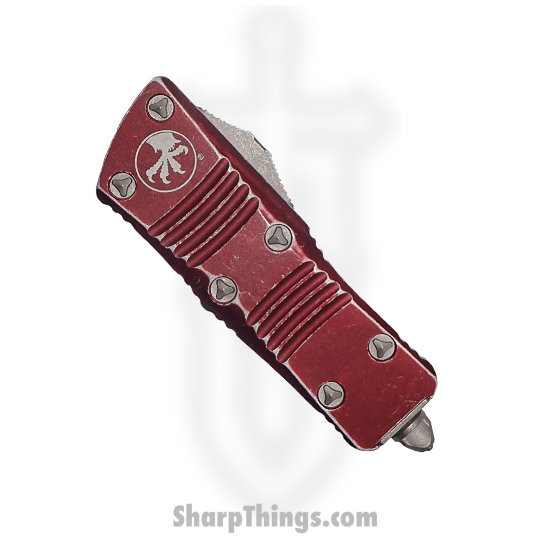 Microtech - 240-10DMR - Mini Combat Troodon - OTF Auto - 204P Stonewash Tanto - 6061-T6 Aluminum - Distressed Merlot - Image 3