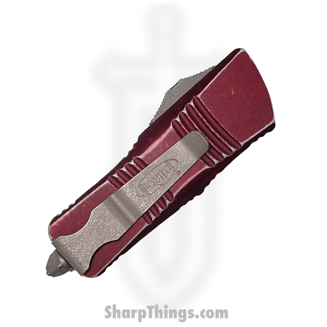 Microtech - 240-10DMR - Mini Combat Troodon - OTF Auto - 204P Stonewash Tanto - 6061-T6 Aluminum - Distressed Merlot - Image 4