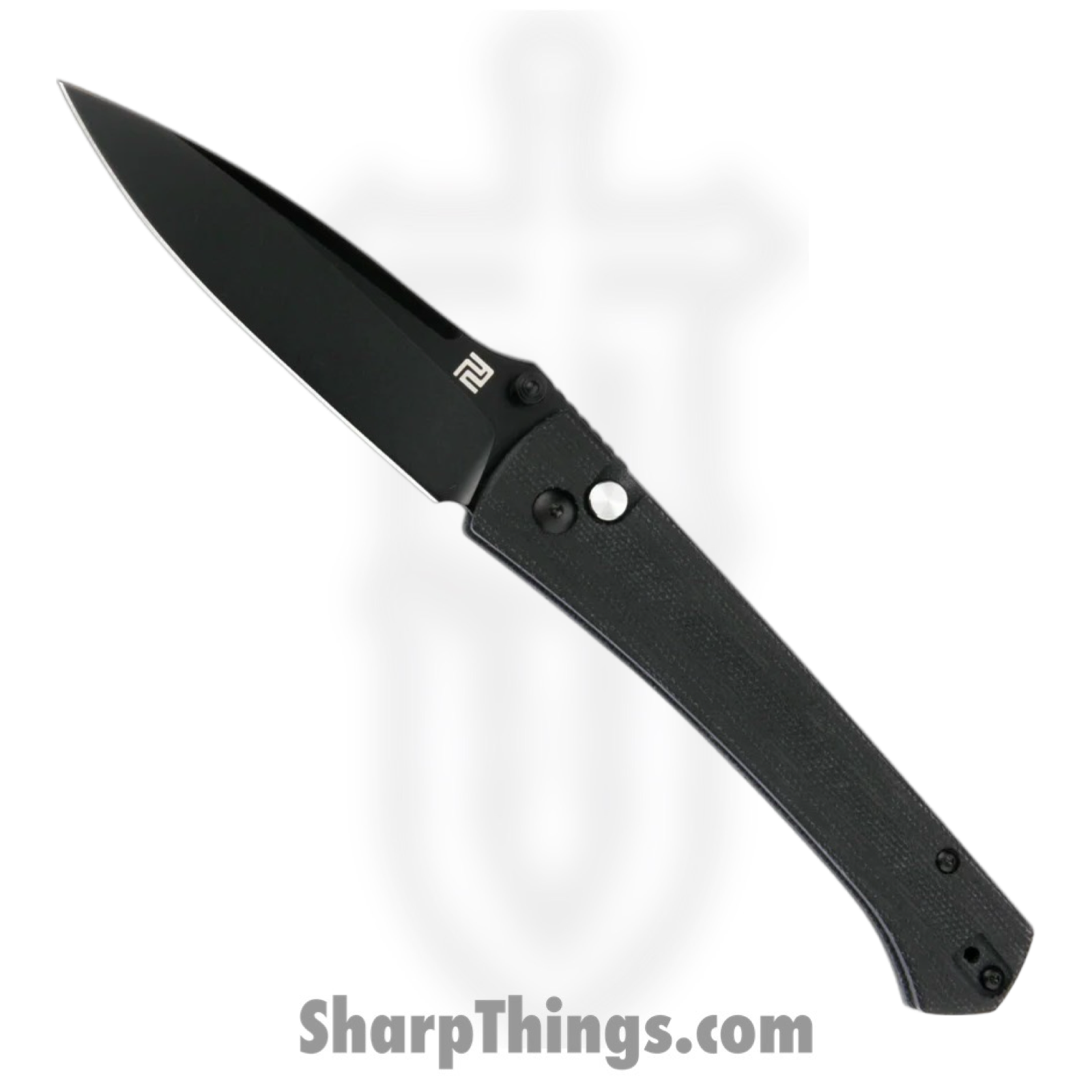 Artisan Cutlery - ATZ1856PMBK - Andromeda Button Lock - Folding Knife Knife - S35VN Coated Drop Point - Micarta - Black
