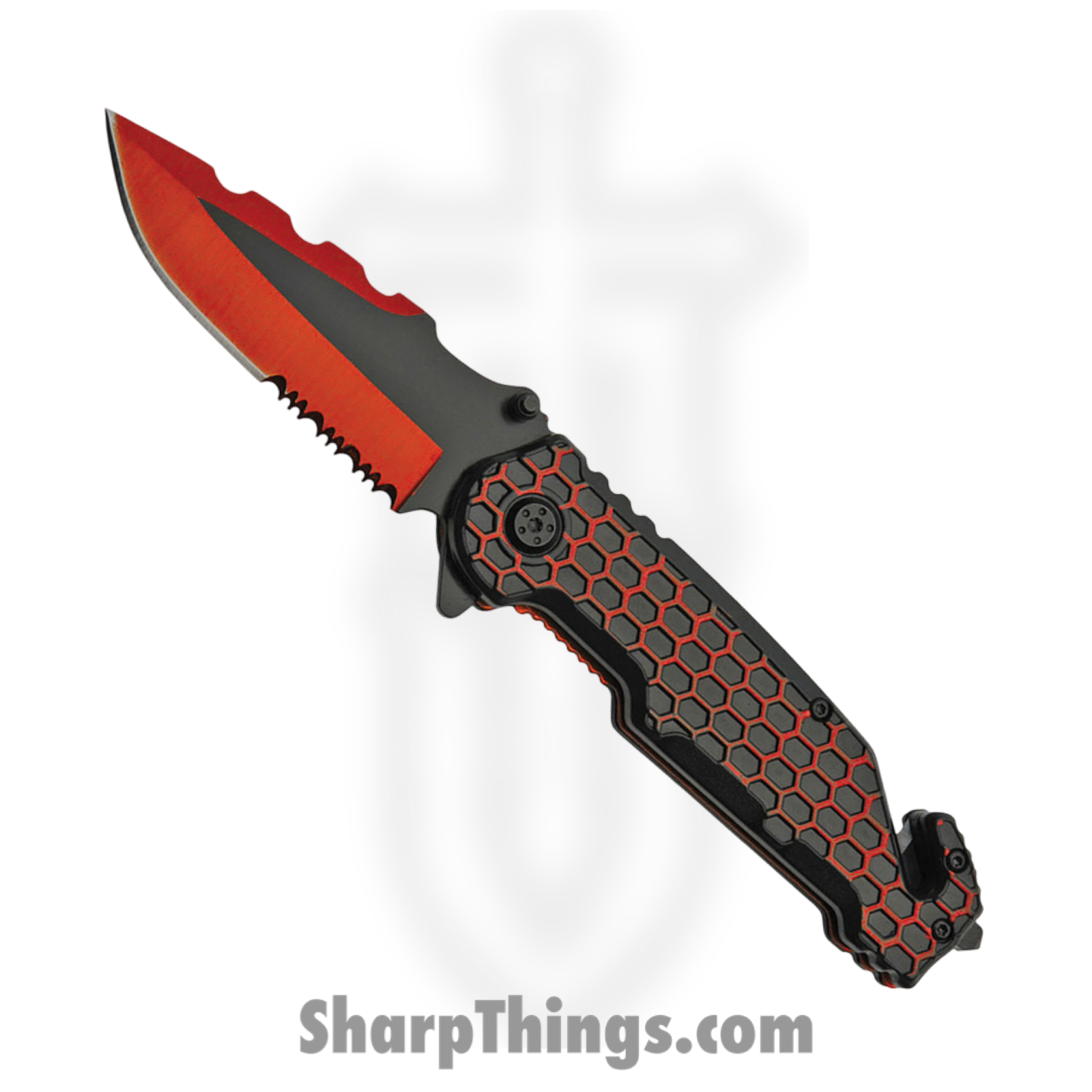 Rite Edge - CN300485 - Honeycomb - Folding Knife - Stainless Two Tone Drop Point - Aluminum - Black/Red