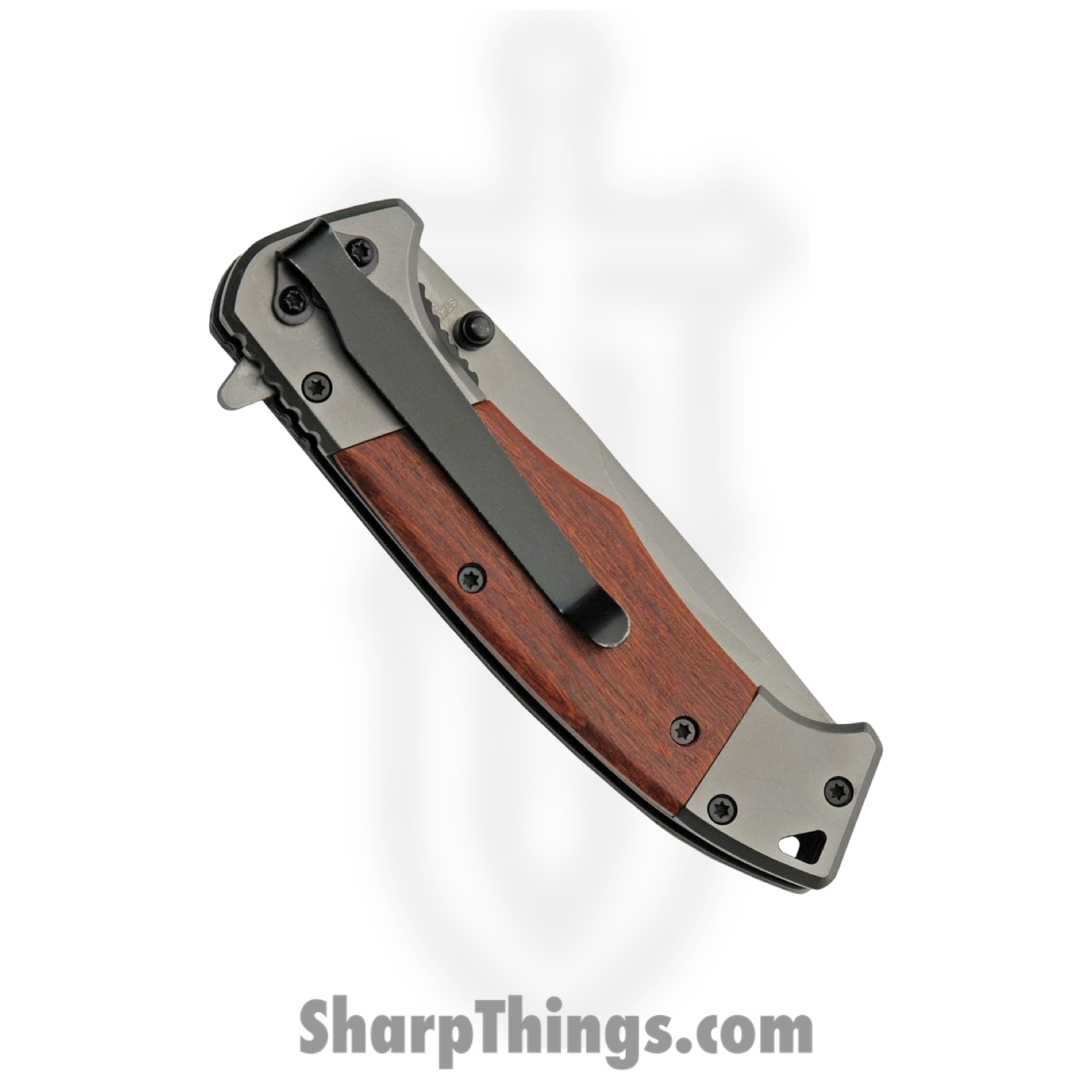 Rite Edge - CN300537 - Sleek - Folding Knife - Stainless Coated Clip Point - Wood/Stainless - Brown/Gray - Image 2