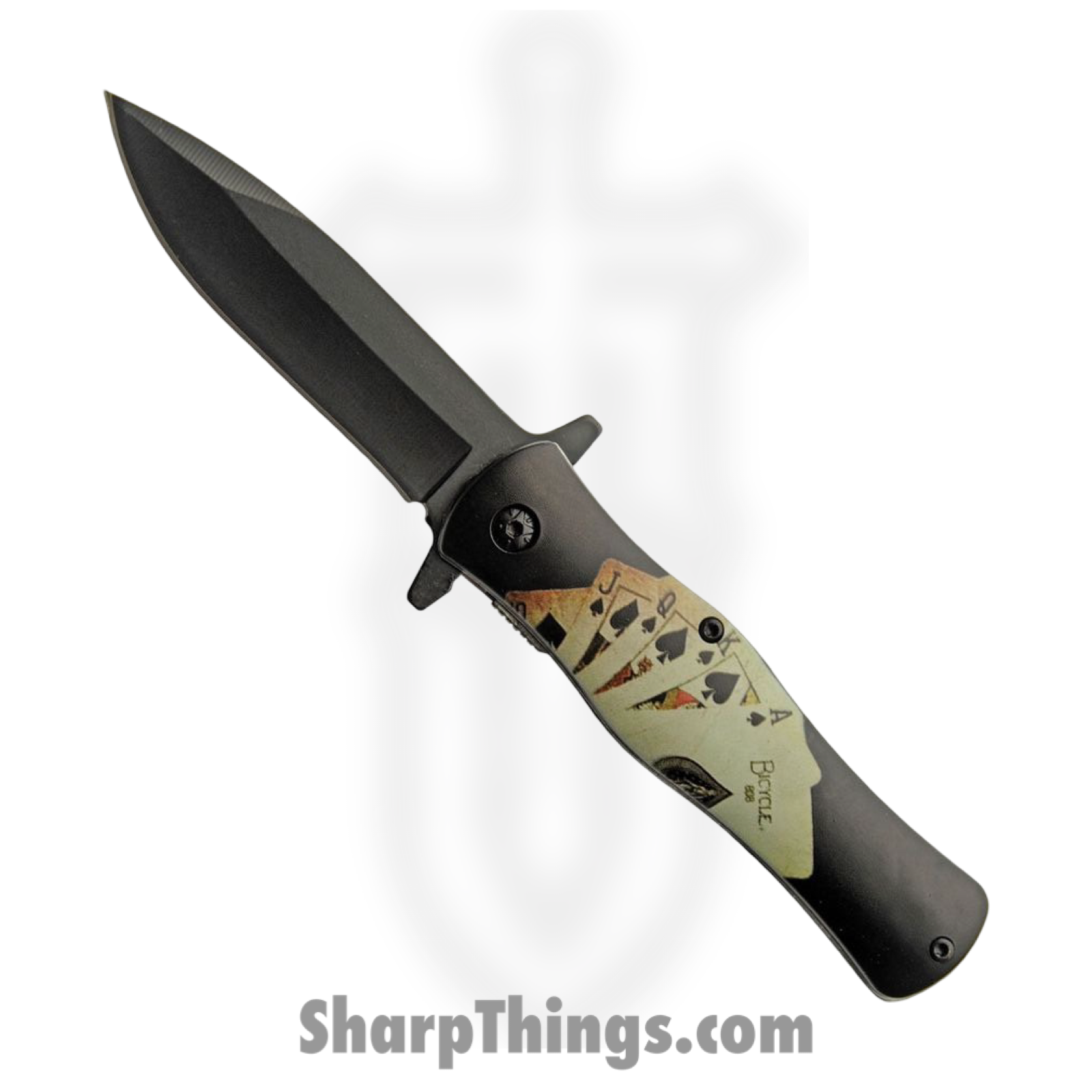 Rite Edge - CN300562CD - Gambler - Folding Knife - Stainless Coated Dagger - ABS - Black/White