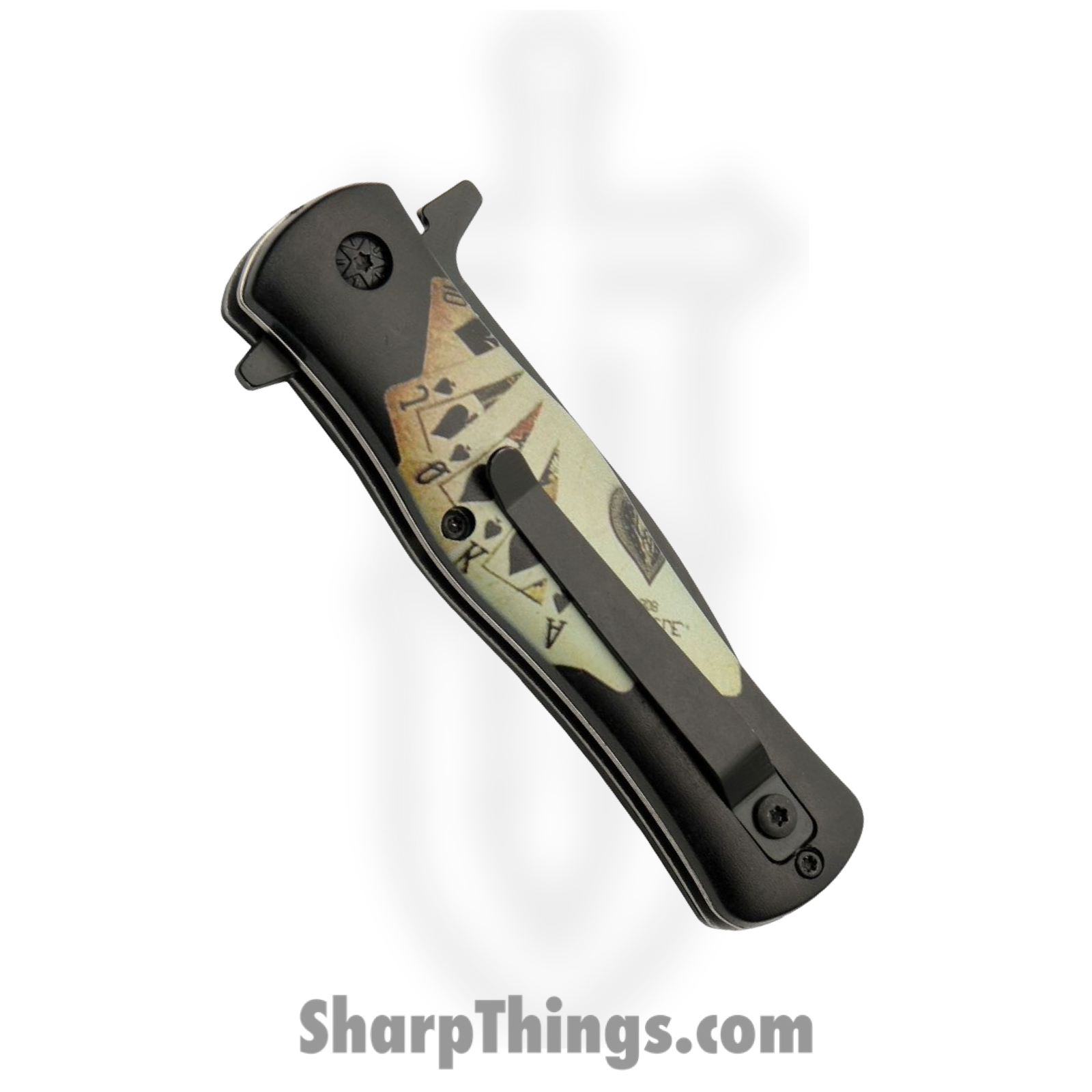 Rite Edge - CN300562CD - Gambler - Folding Knife - Stainless Coated Dagger - ABS - Black/White - Image 2
