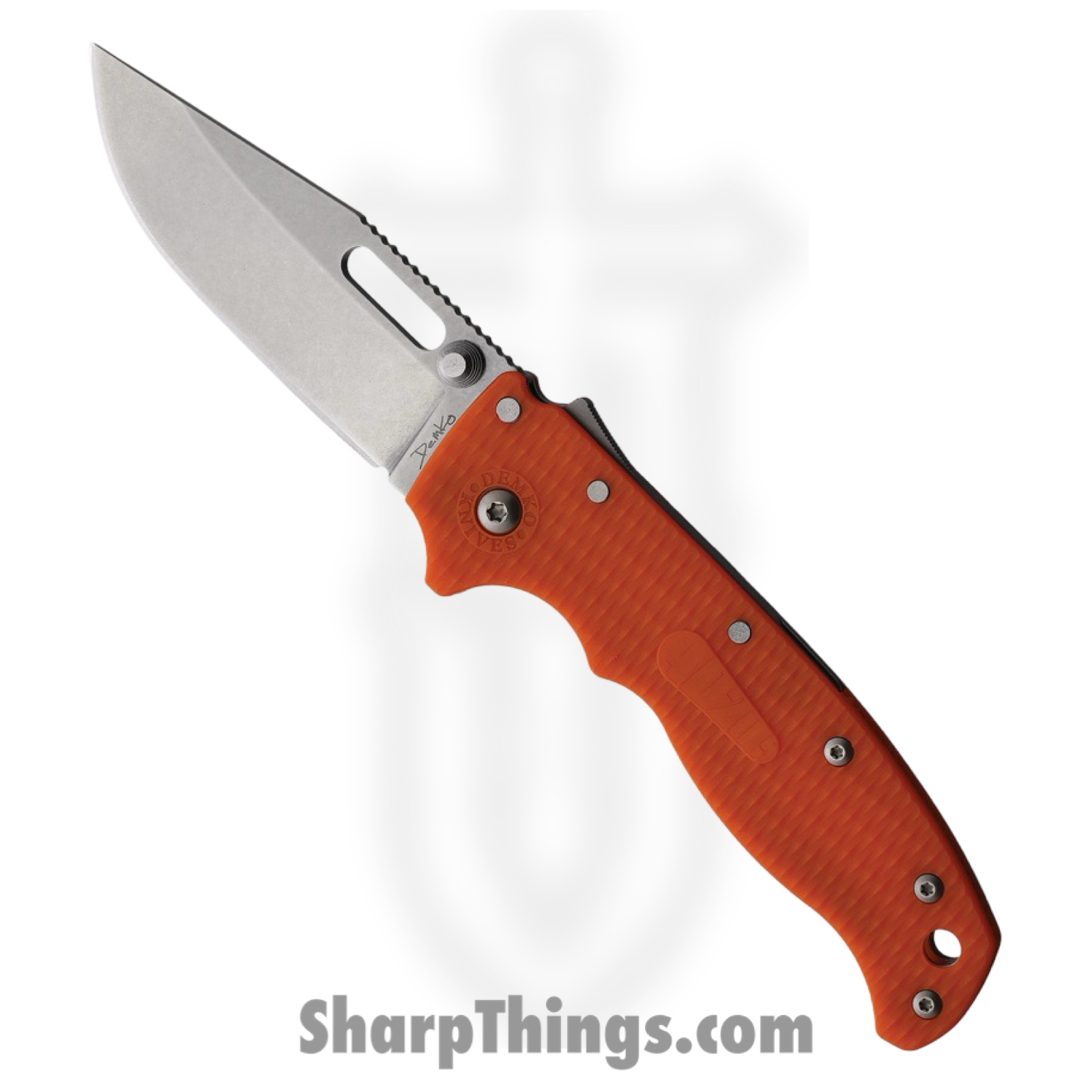Demko Knives - DEMAD205F13 - AD 20.5 - Folding Knife - AUS-10A Stonewash Clip Point - Grivory - Orange