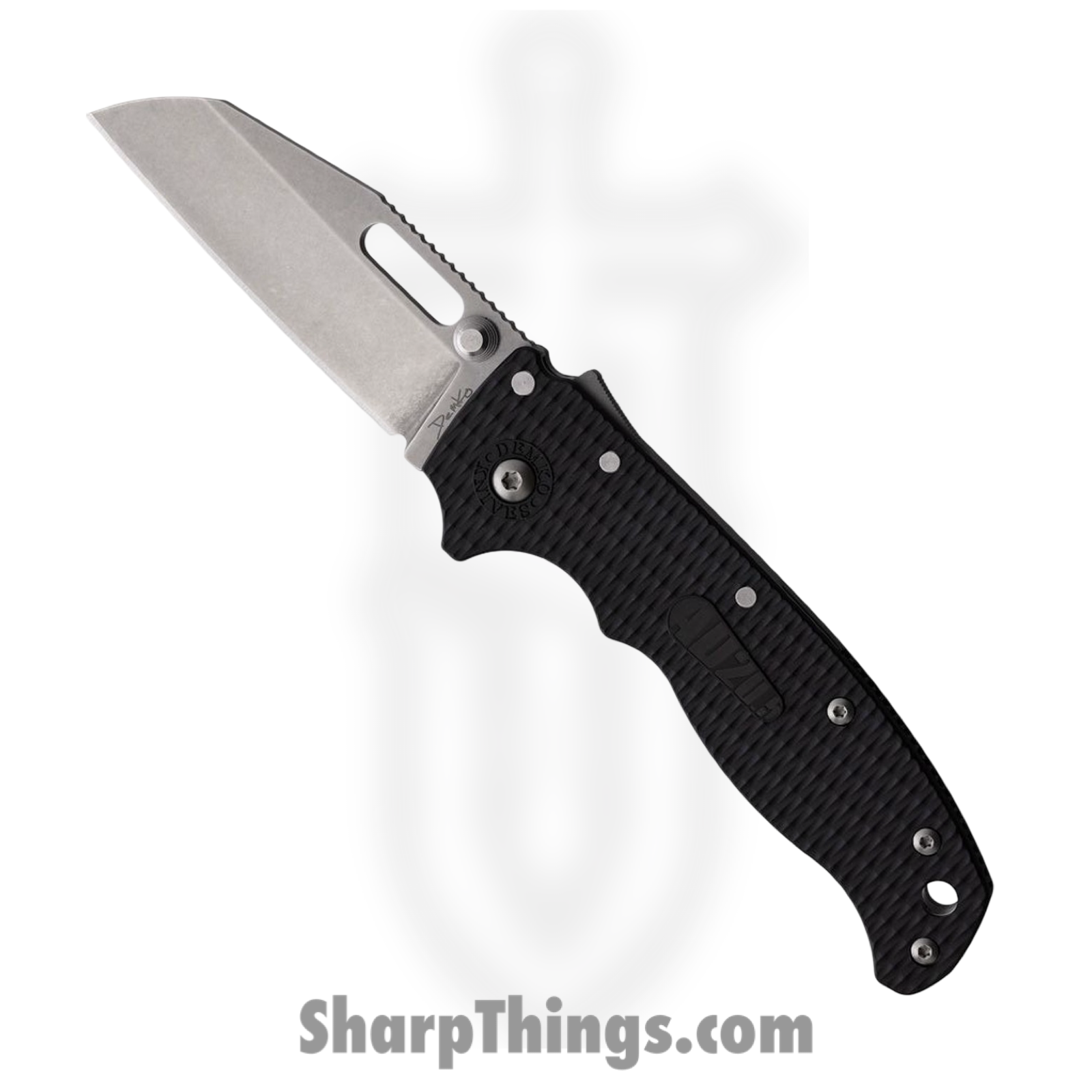 Demko Knives - DEMAD205F25 - AD 20.5 - Folding Knife - D2 Stonewash Wharncliffe - Grivory - Black