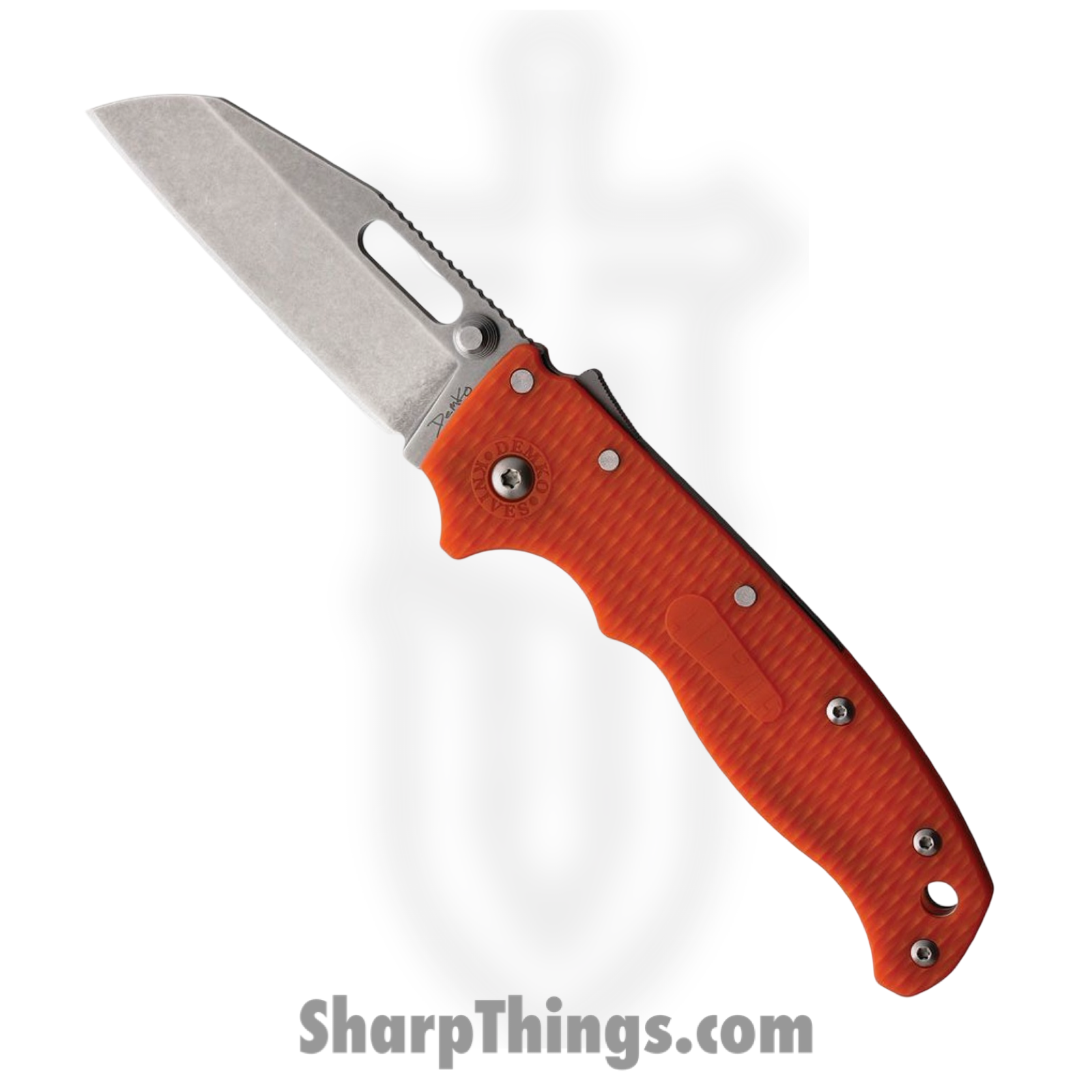 Demko Knives - DEMAD205F26 - AD 20.5 - Folding Knife - D2 Stonewash Wharncliffe - Grivory - Orange