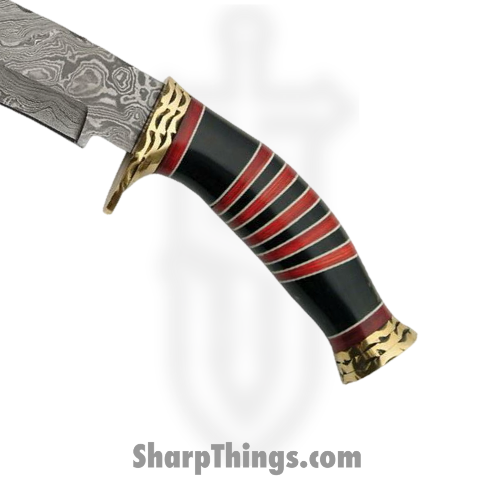 Damascus - DM1056 - Bowie - Fixed Blade Knife - Damascus Bowie - Laminated Wood - Black Red - Image 3
